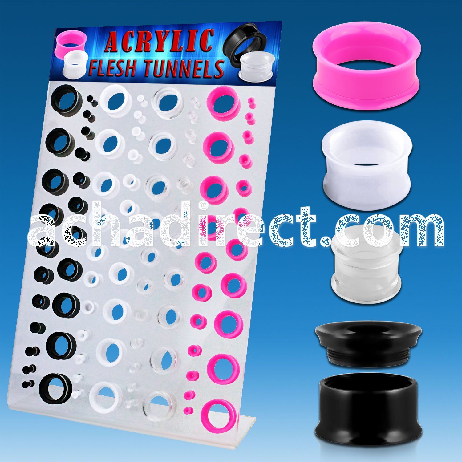 dapg69b board of screw fit acrylic flesh tunnels in colors