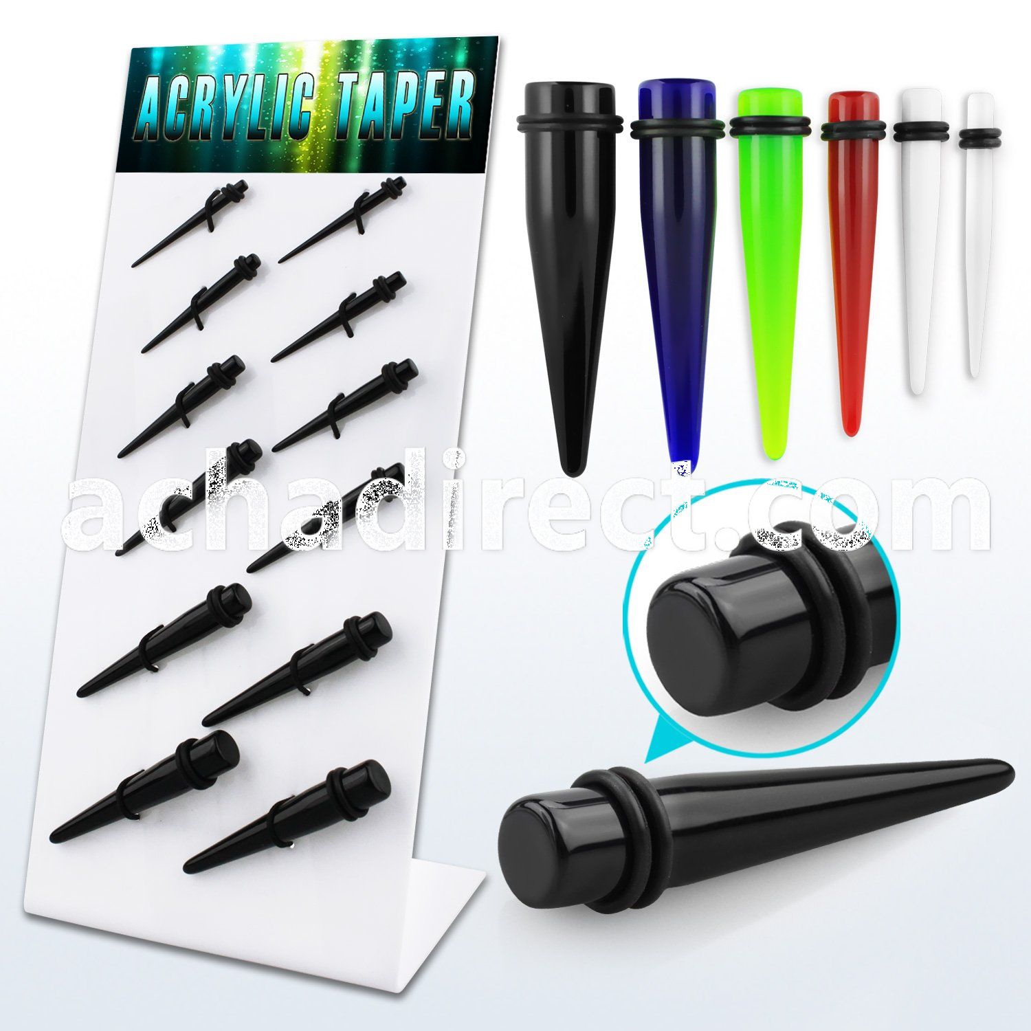 dapg86 display board of acrylic taper with rubber o ring