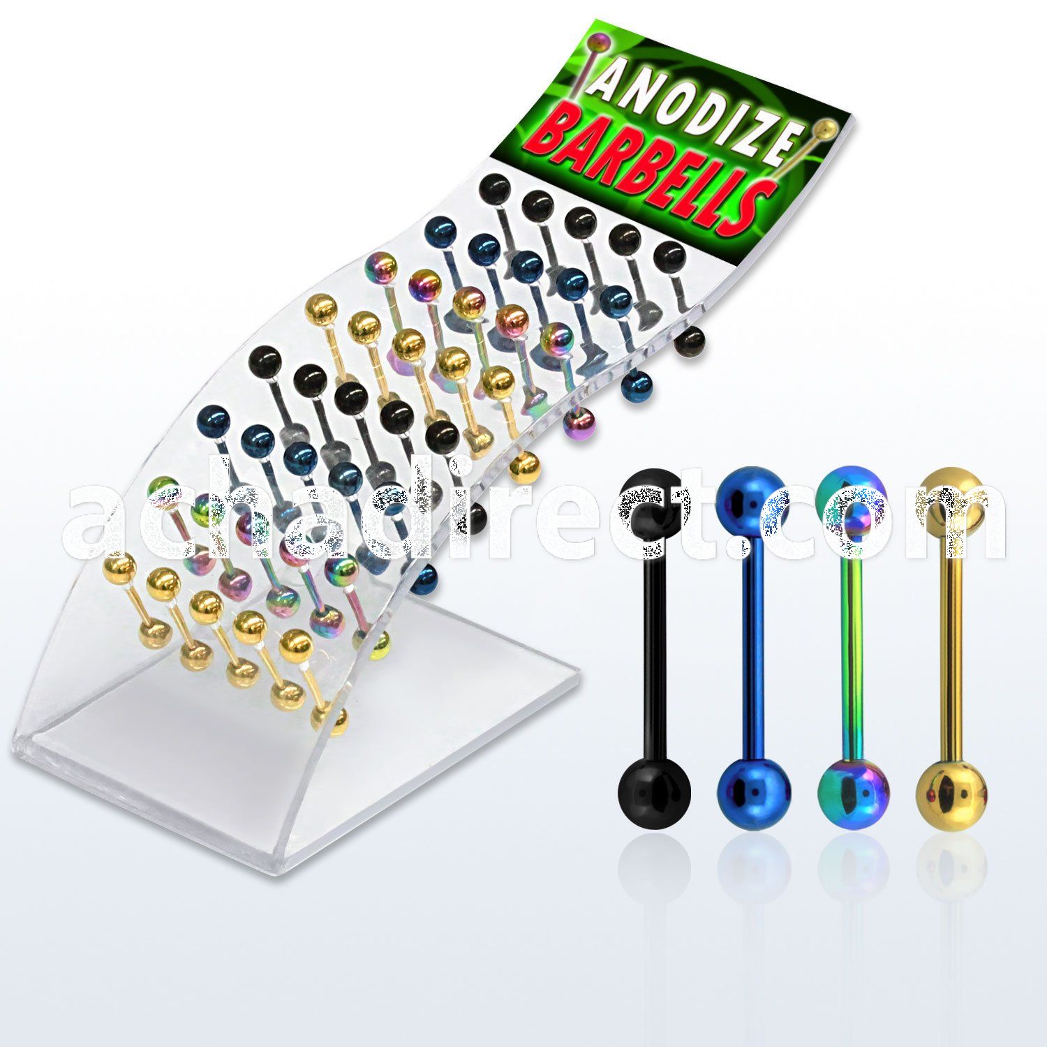 dbbt anodized 316l steel tongue barbell with 6mm ball