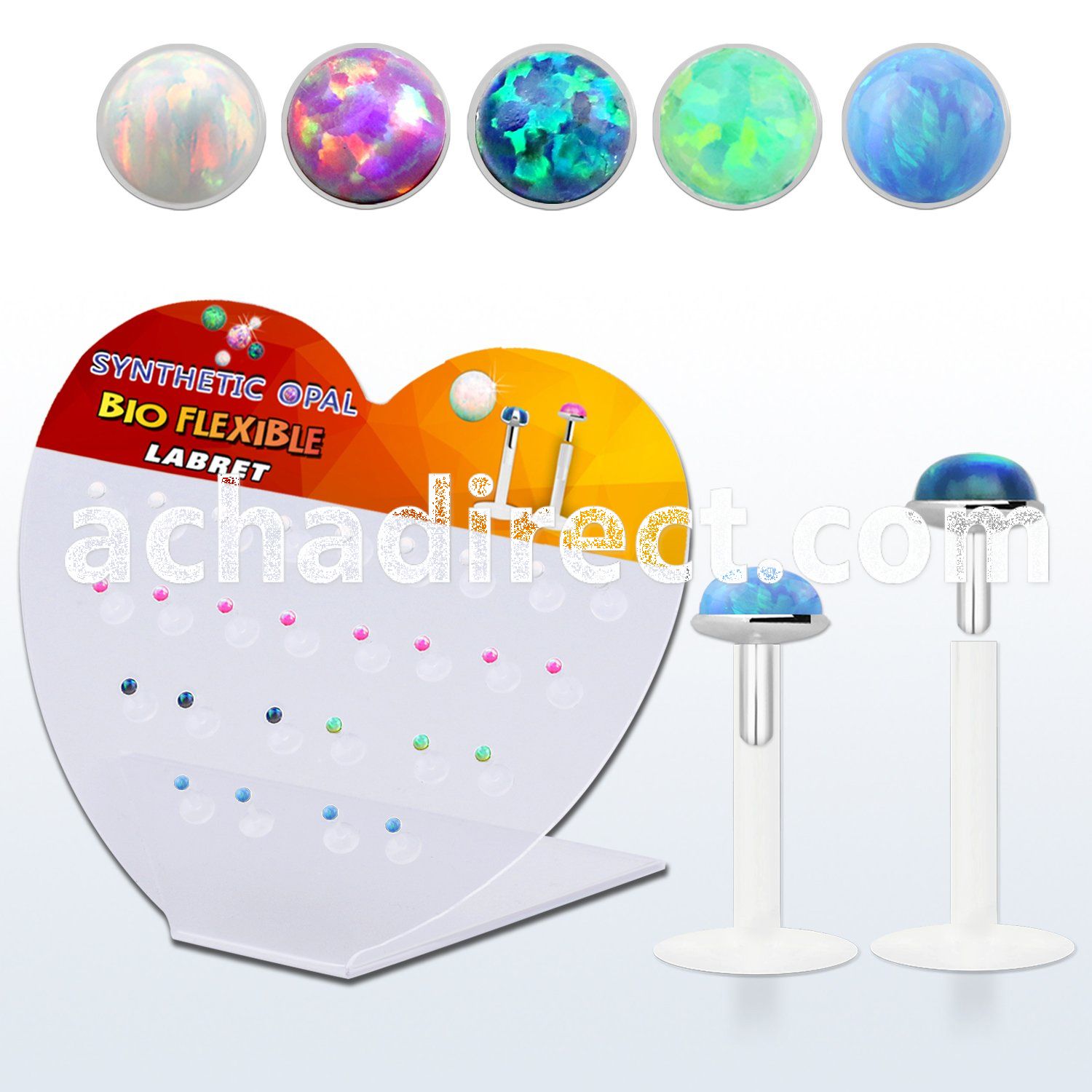 dbilo3 display w bio flex labret w 3mm synthetic opal