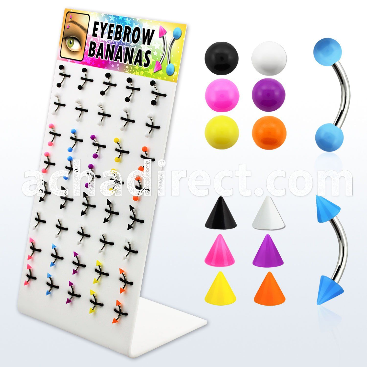 dbjmx11 316l steel eyebrow banana with 3mm ball cone