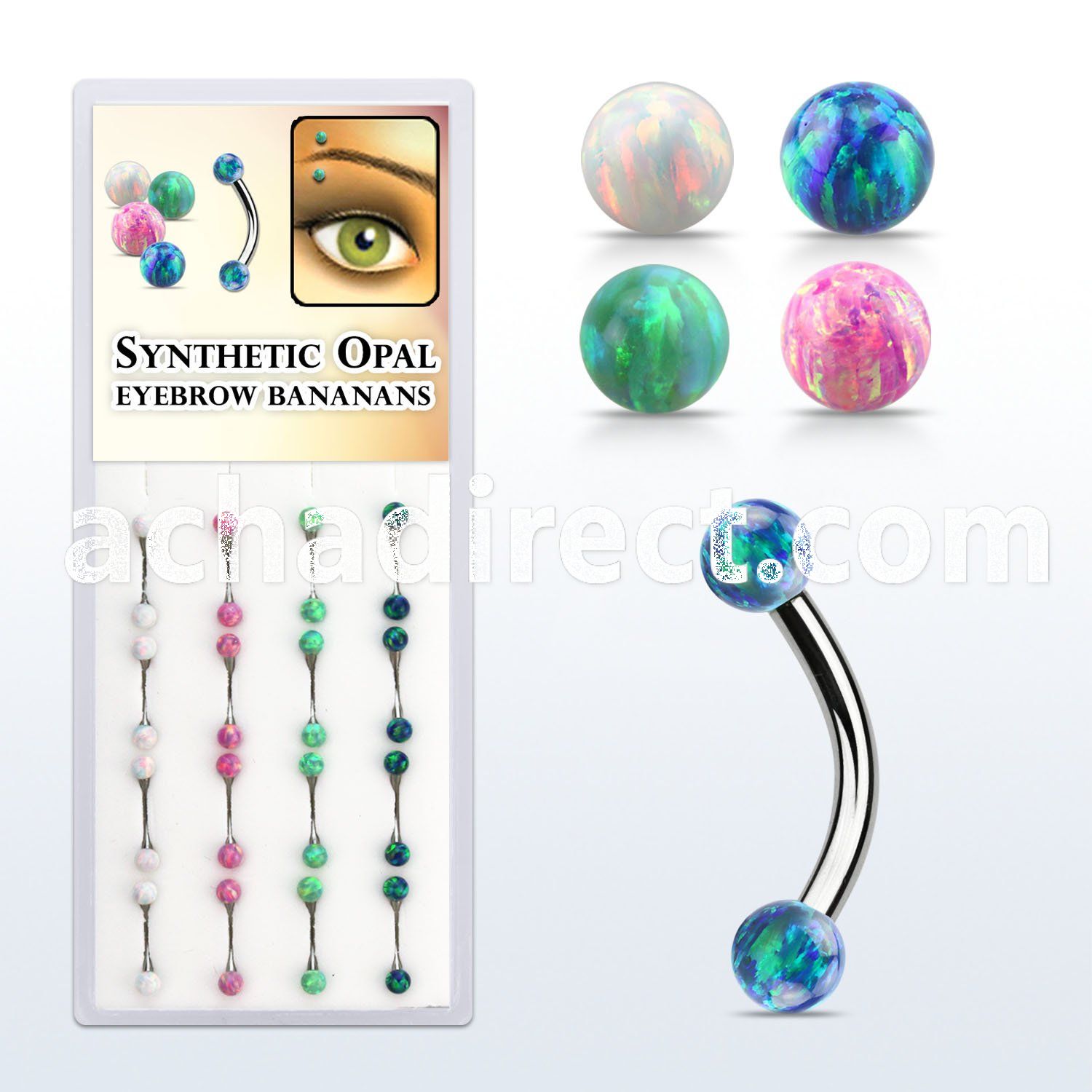 dbneop box w steel eyebrow bananas w 3mm synthetic opal balls