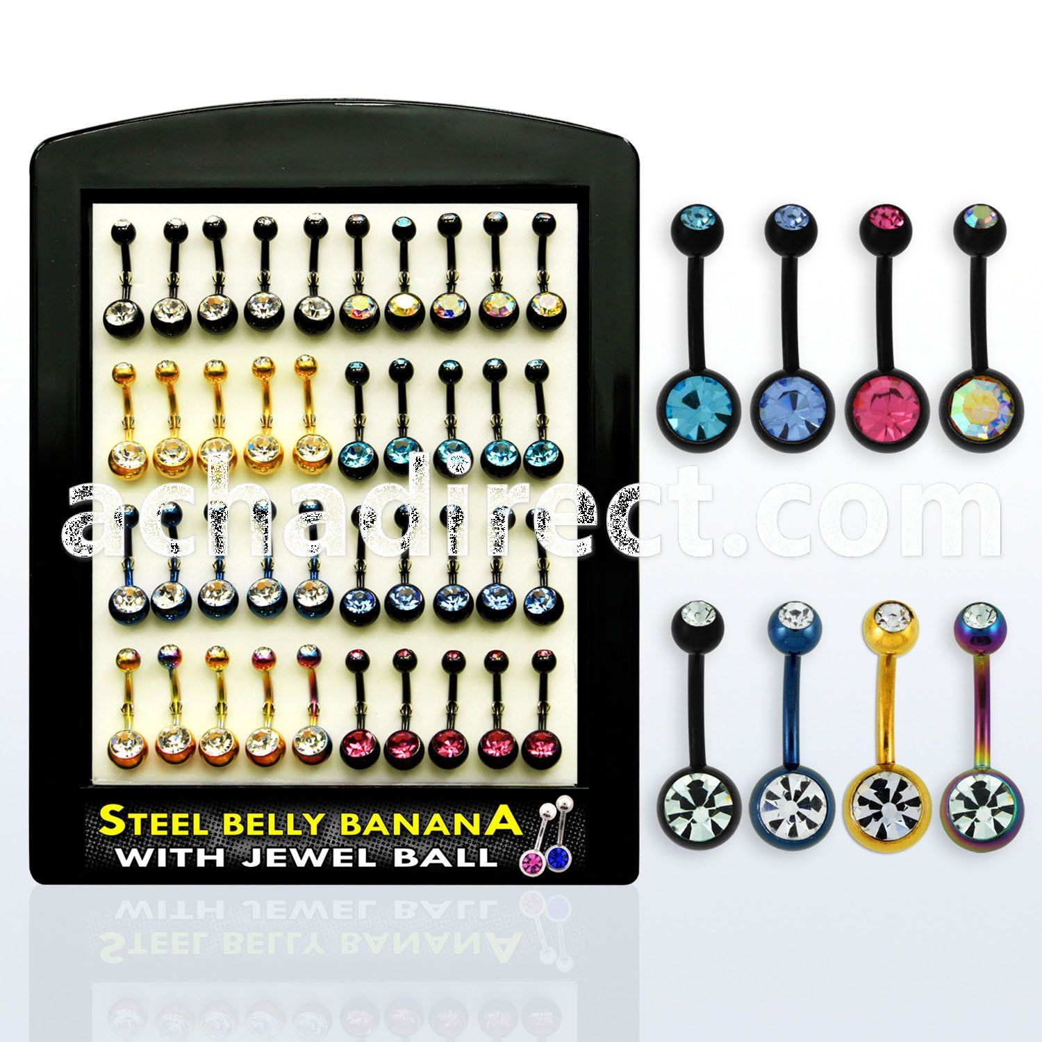 dbntj pvd plated 316l steel belly banana w 5 8mm bezel ball