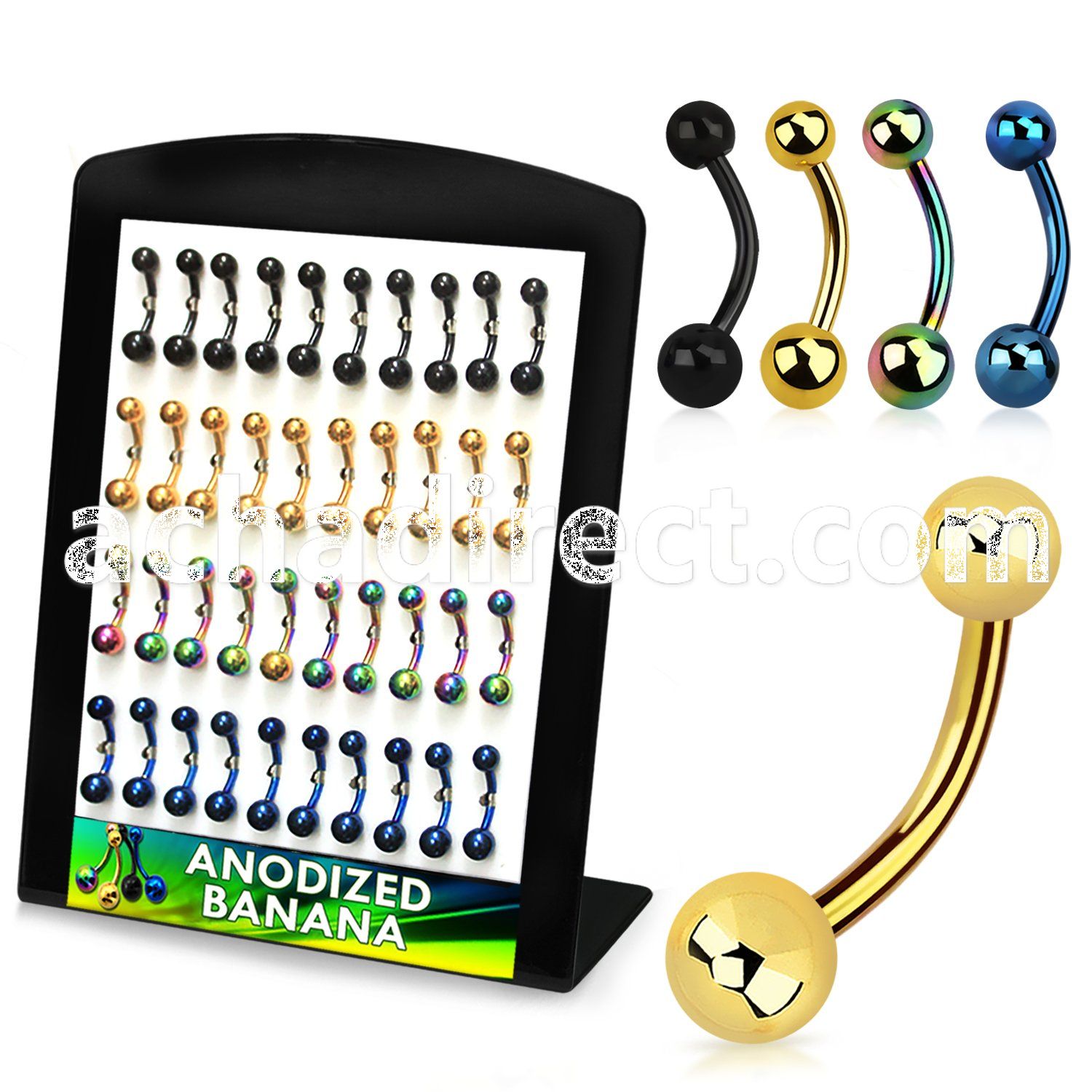 dbnts anodized 316l steel belly banana with 5 6mm ball