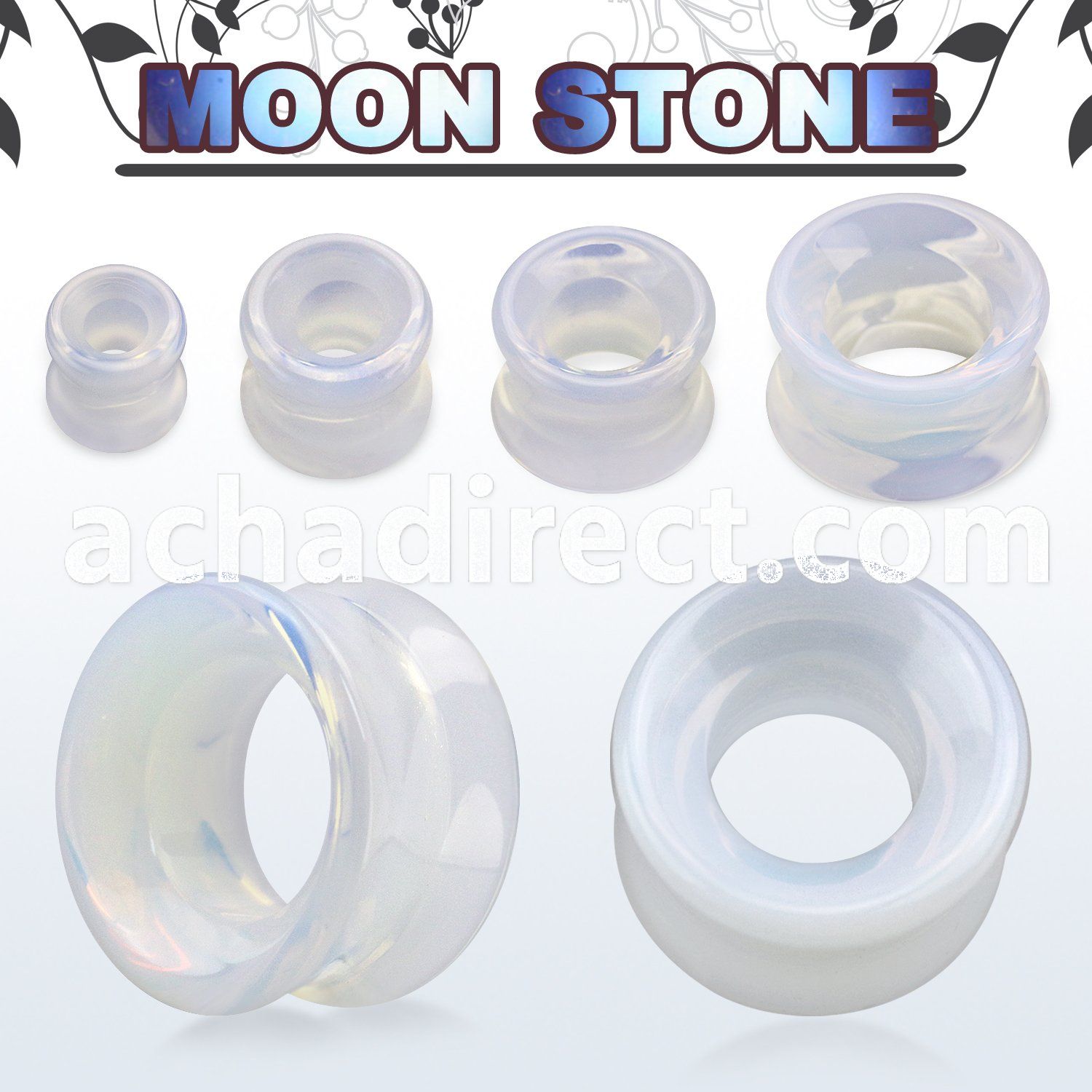 dgsbb real moon double flared stone flesh tunnel