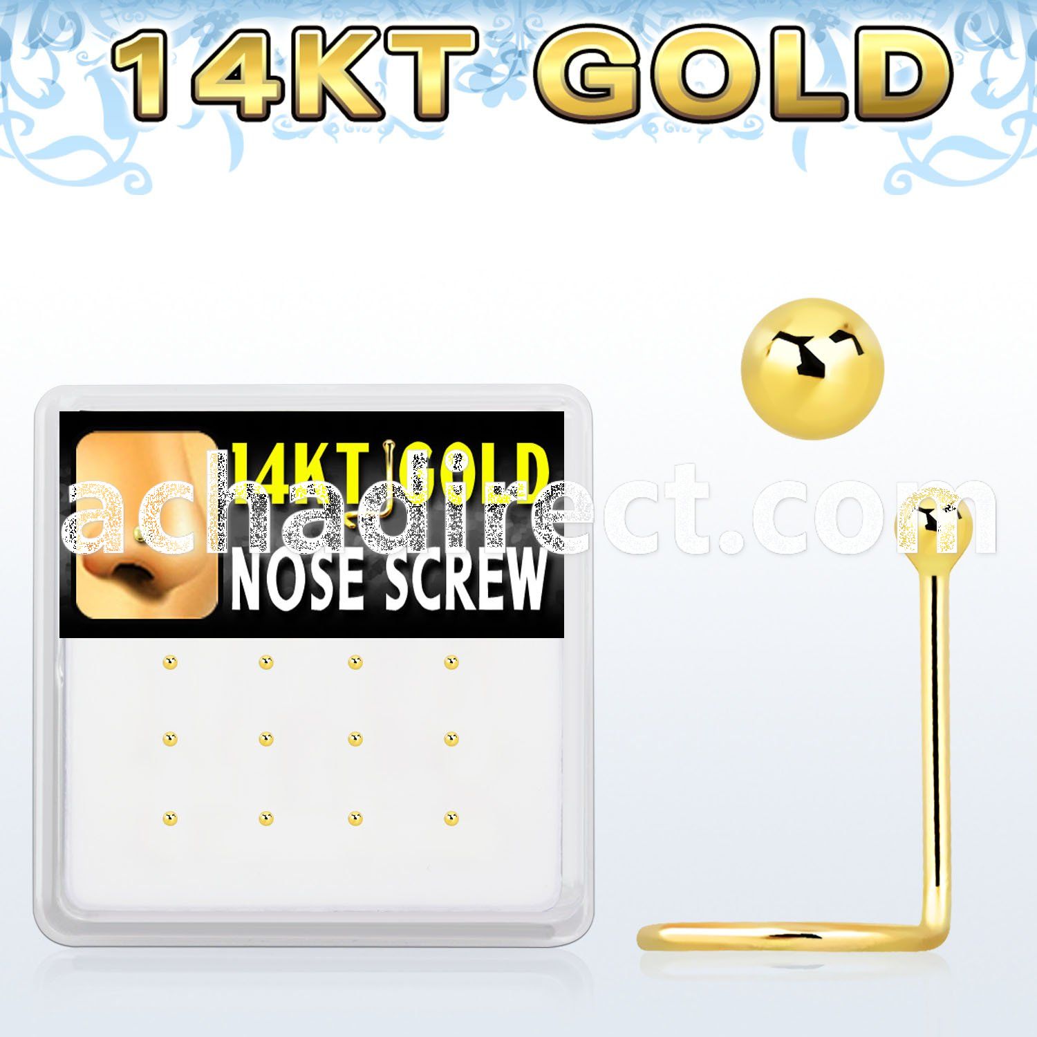 dgsc1 14kt gold nose screw with 1 5mm ball shaped top