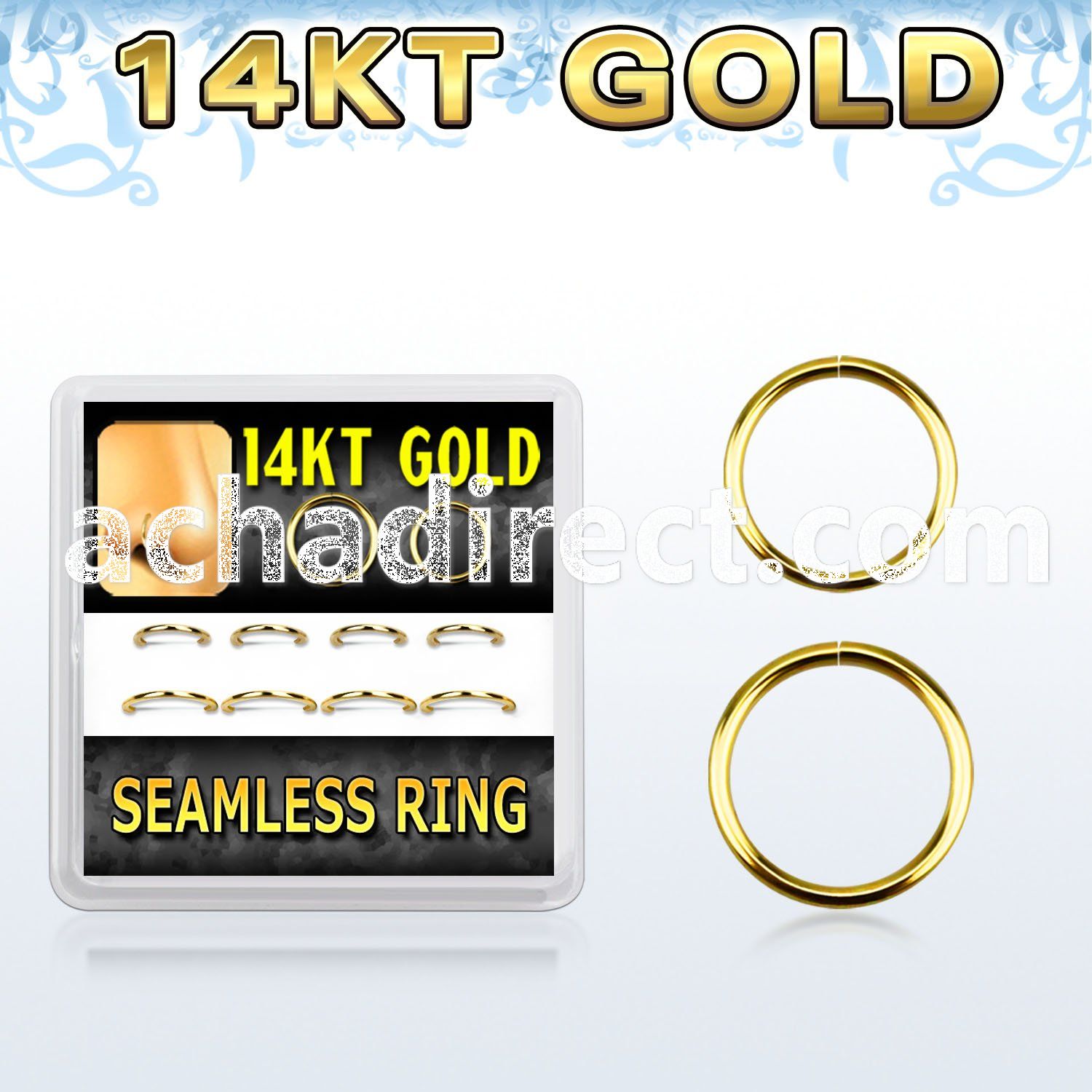 dgsel1 box of solid 14kt gold seamless ring diameter 8 10mm