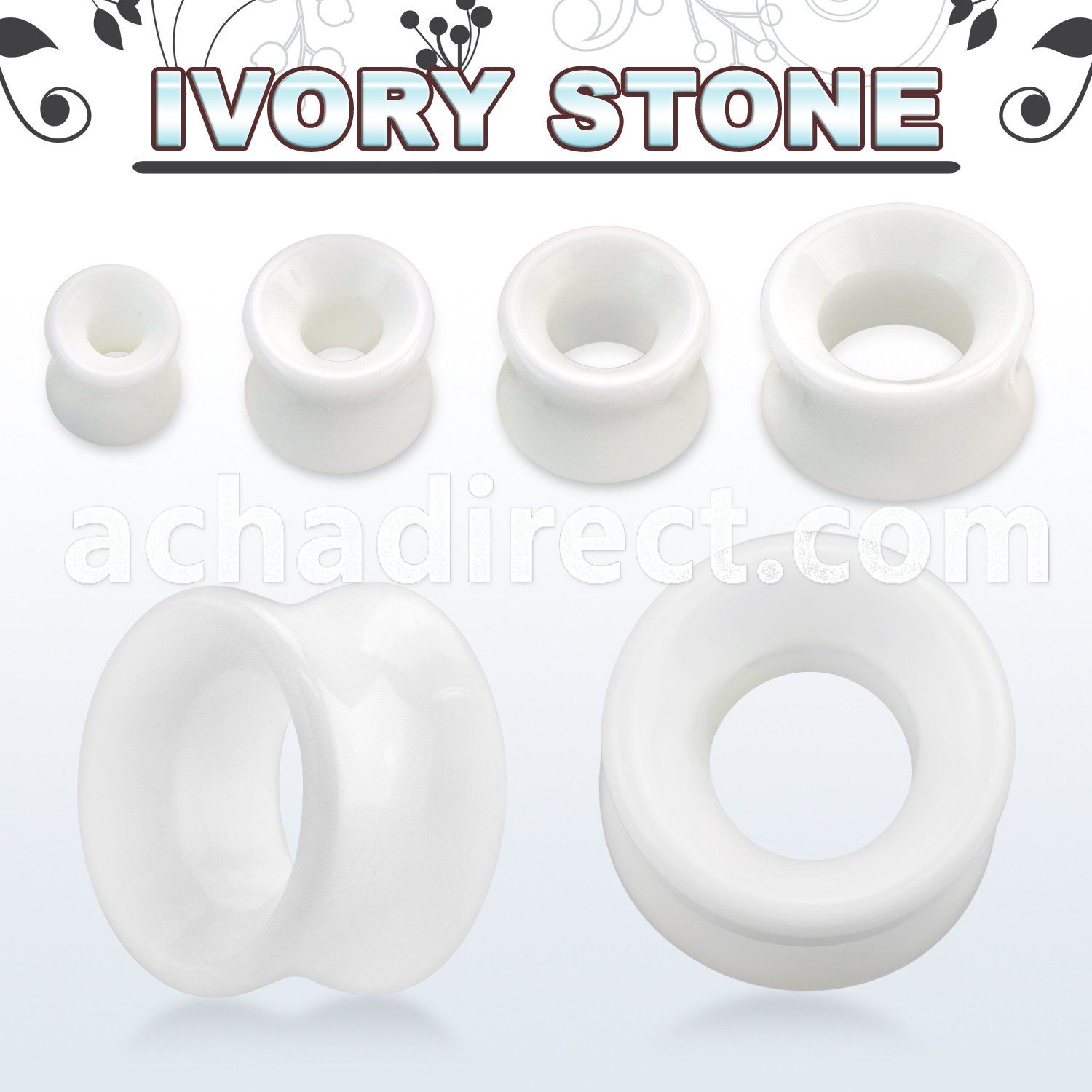dgsg ivory double flared stone flesh tunnel