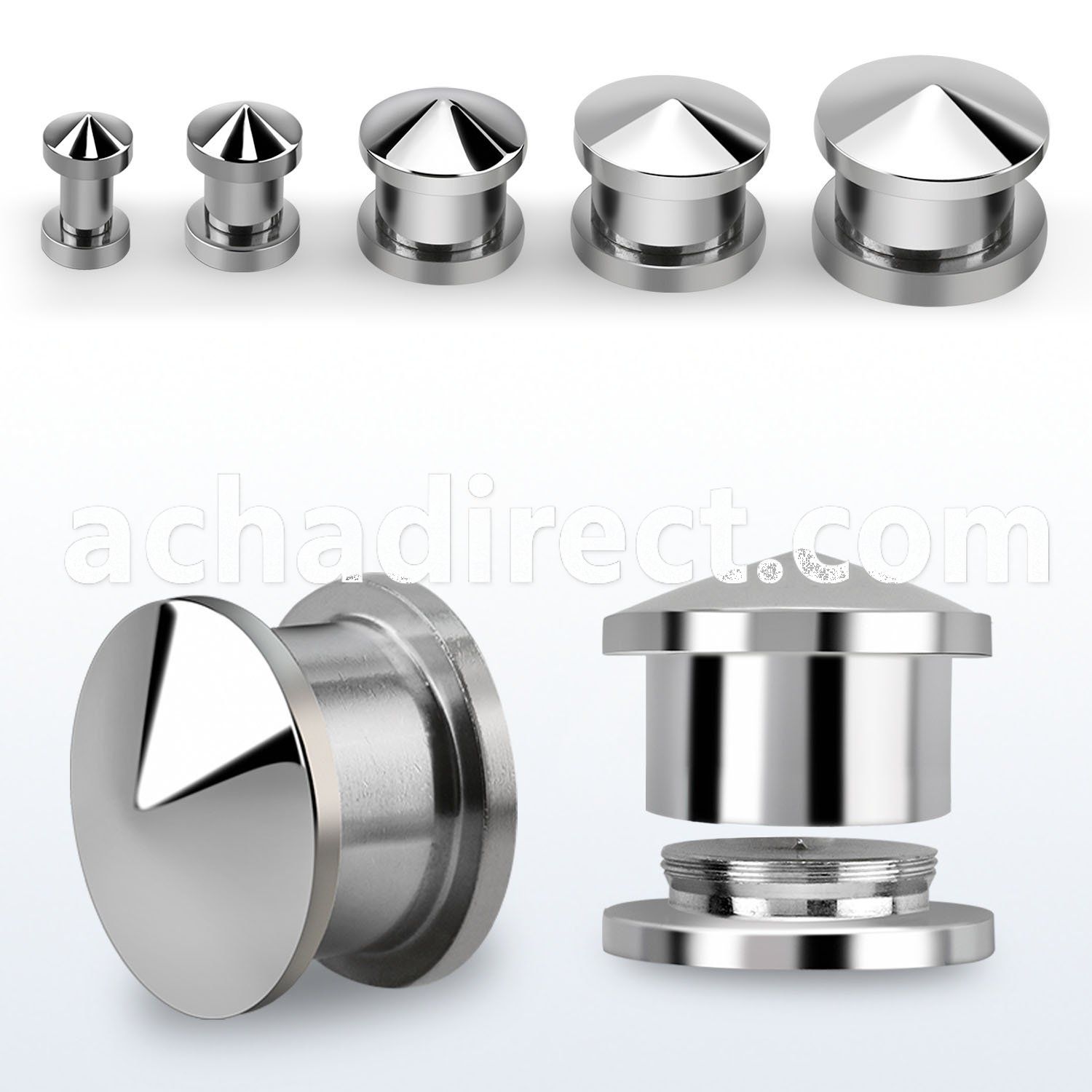 dhpg 316l steel internally threaded spiked top hat plug