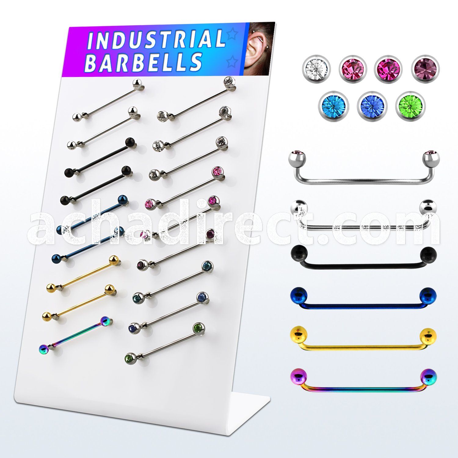 dind23 pvd plated polished 316l industrial surface barbell