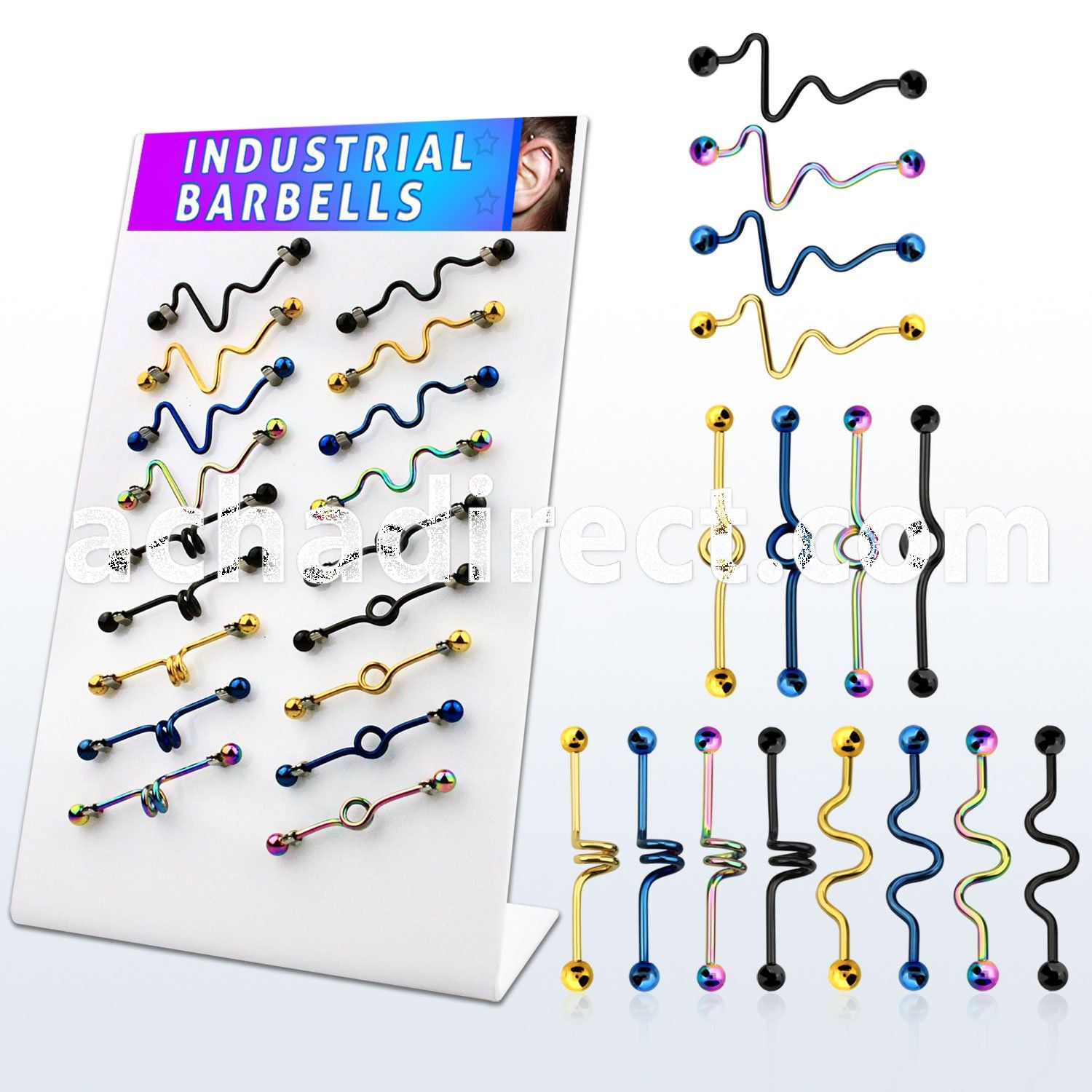 dind8 anodized 316l industrial barbell with a 5mm ball