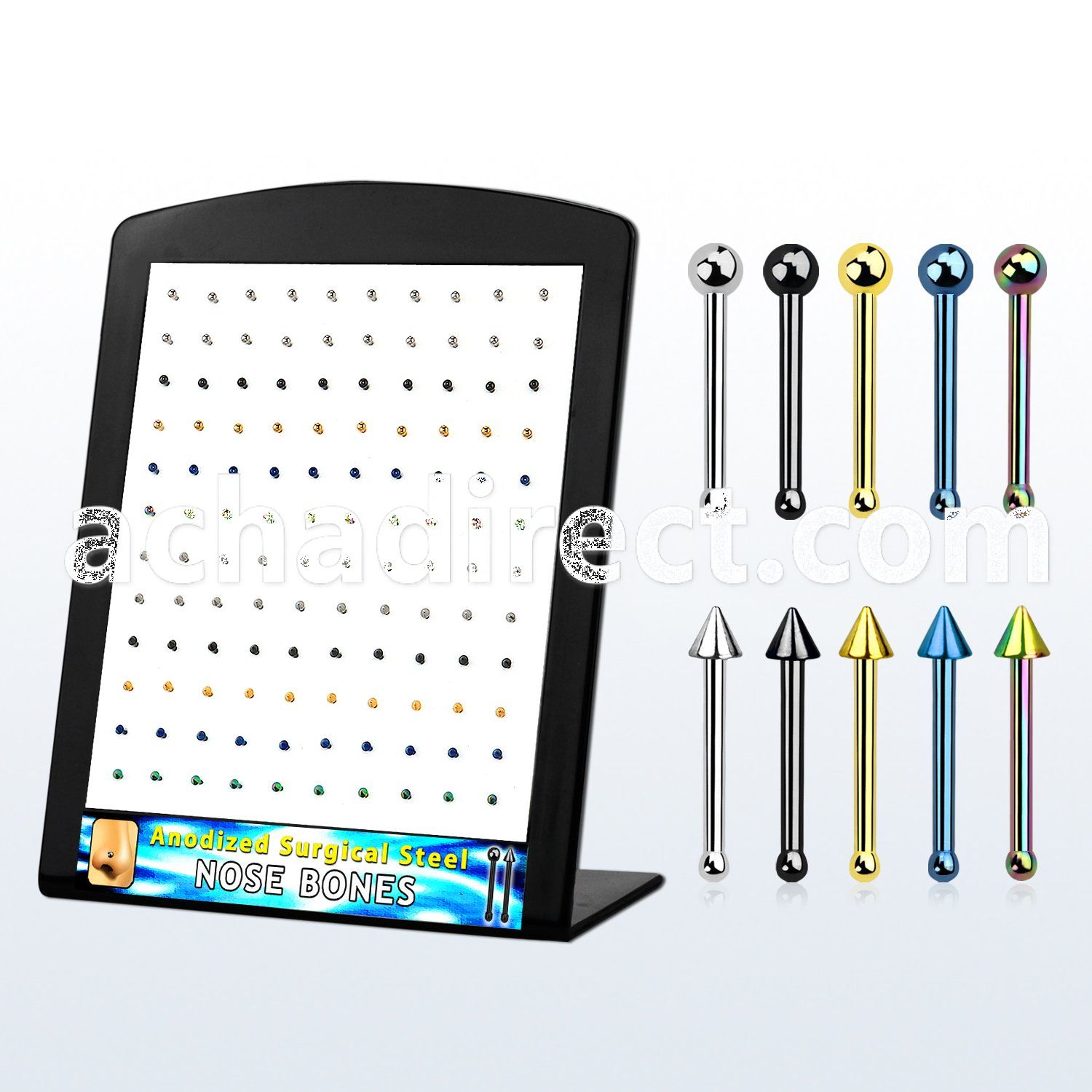 display w 120  anodized steel nose bone 2mm ball & cone