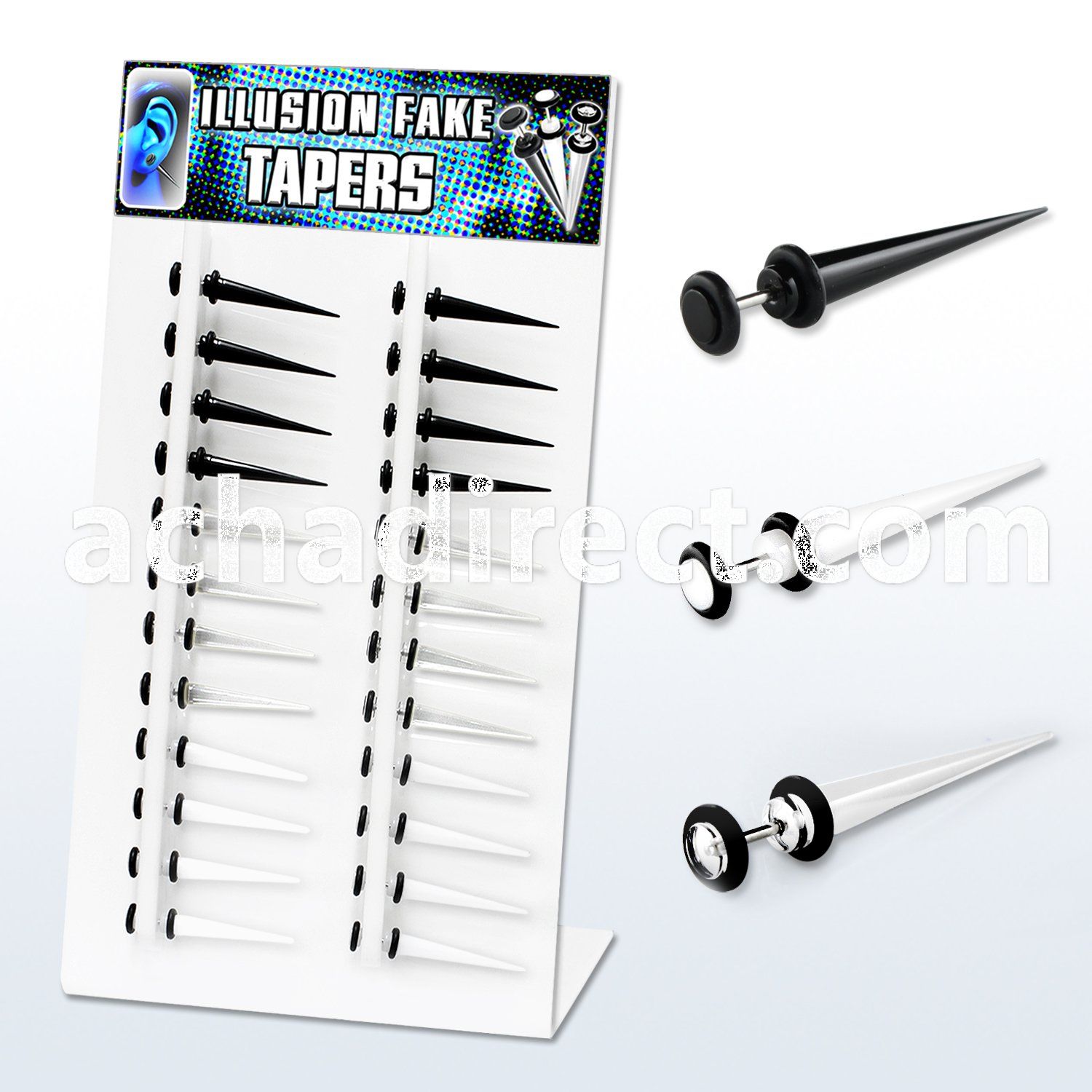 divtp 6 8mm acrylic fake taper w 5mm b w clear o ring