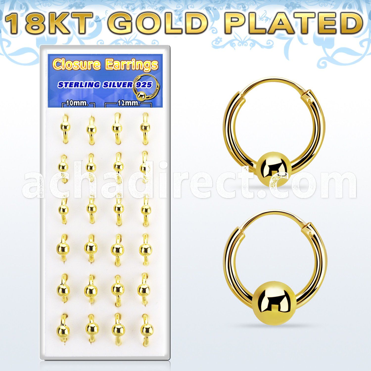 dnsm170 box w 12 gold silver ball closure earring 14g 4 5mm ball