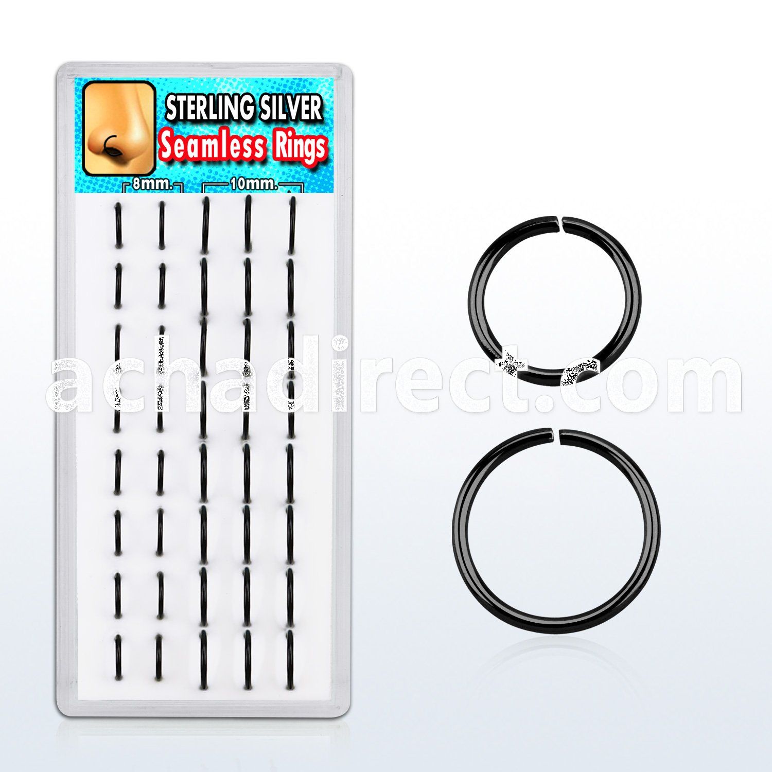 dnsm39 display box w 18k black plated silver seamless nose ring