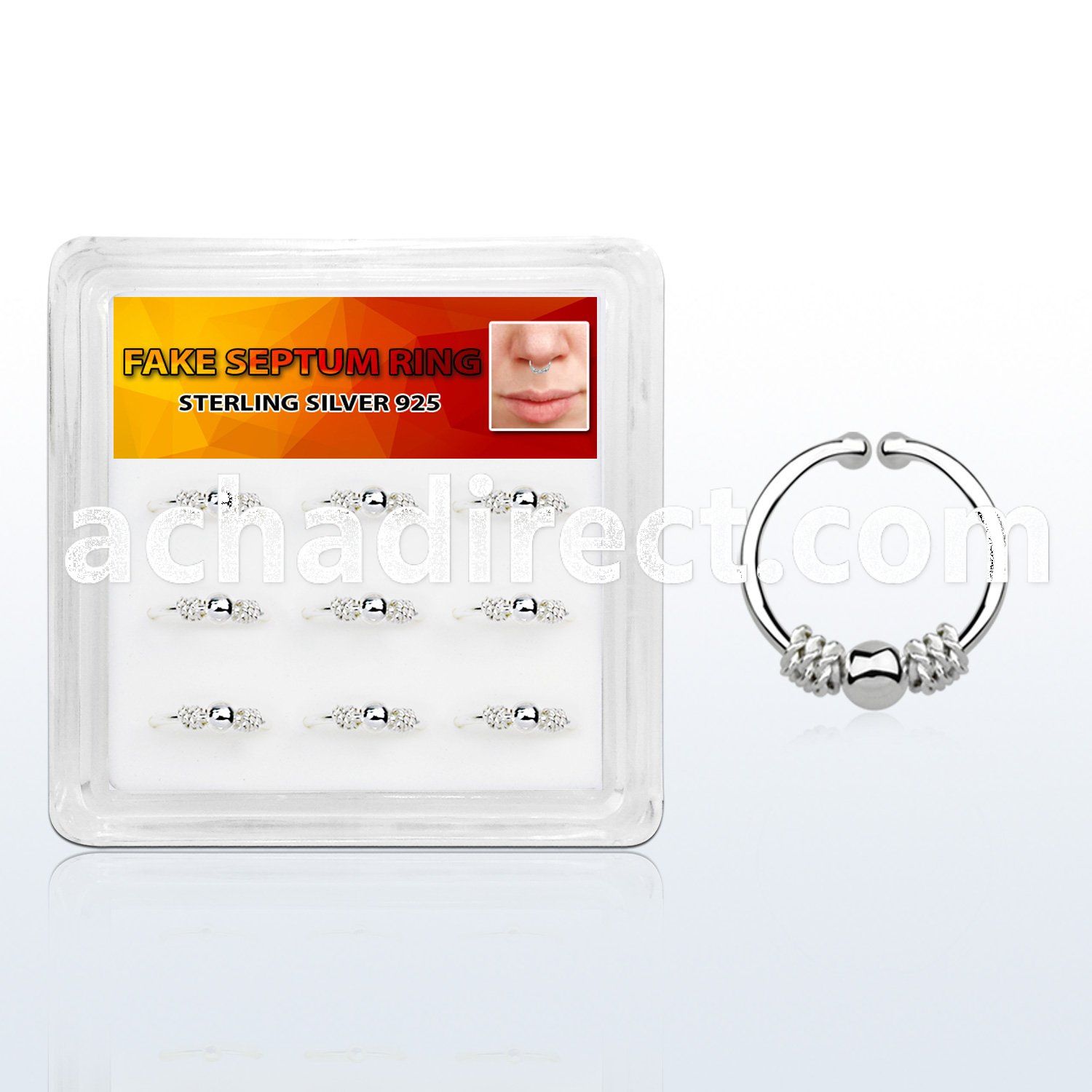 dnsm80 box w silver septum ring w a balinese wire design w ball