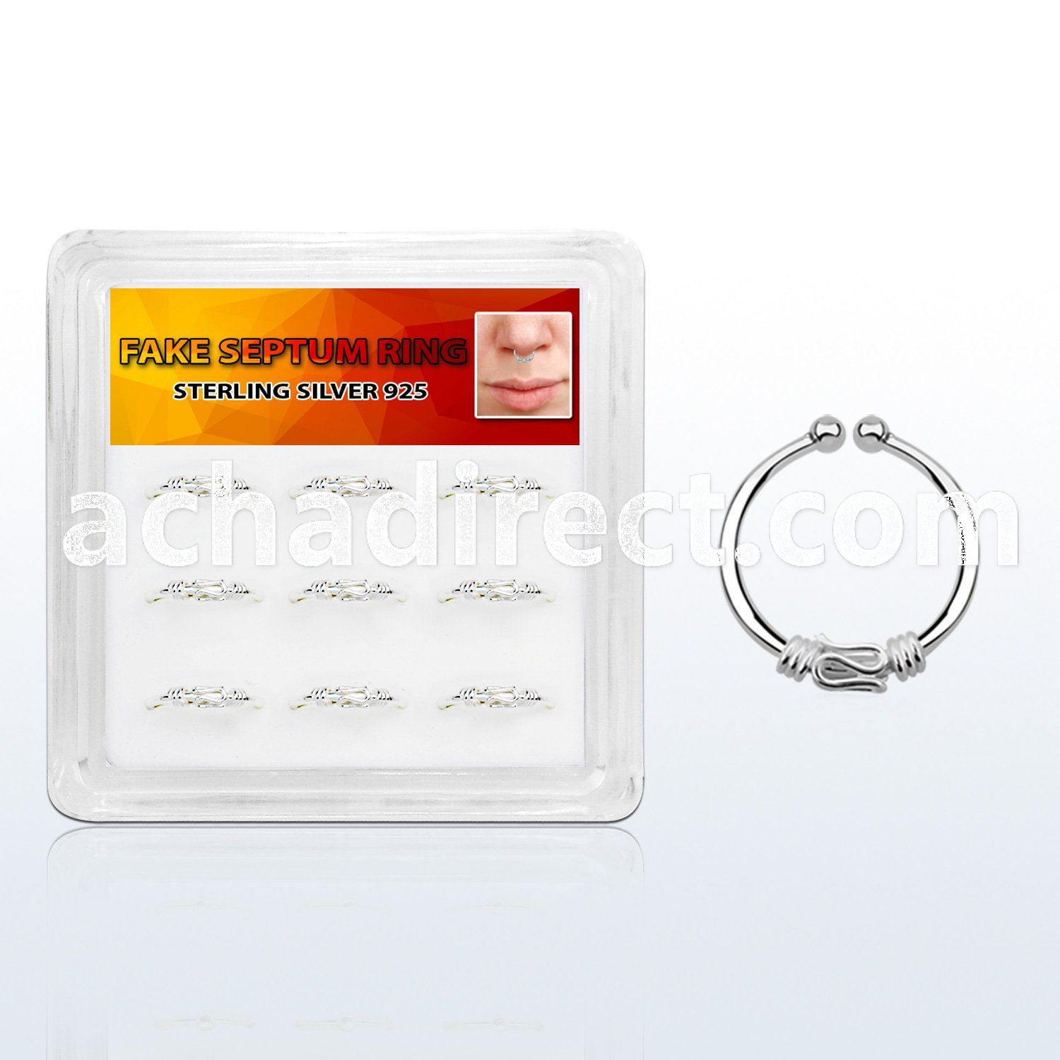 dnsm81 box w silver septum ring w a balinese wire design 