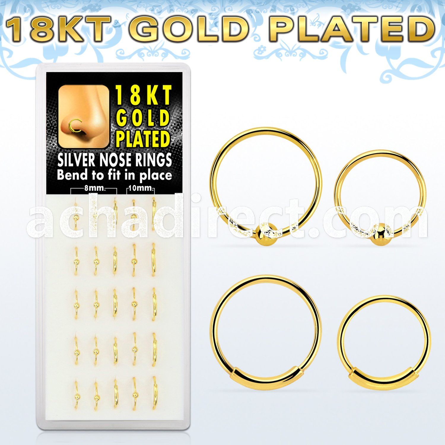 dnsp4 18k gold silver hoop nose rings w ball endless hoops