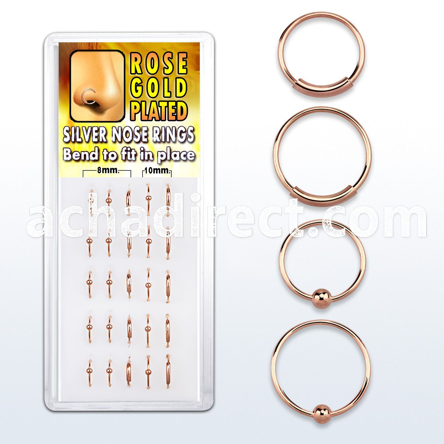 dnsp7 box of silver nose hoops 15 w ball 10 endless hoops