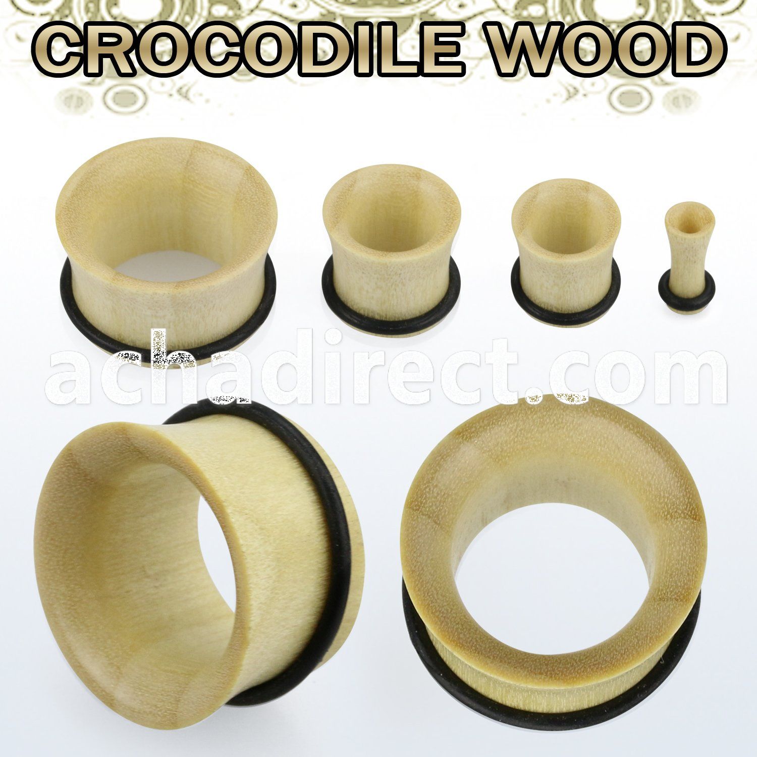 dpcror crocodile wood single flare flesh tunnel with o ring