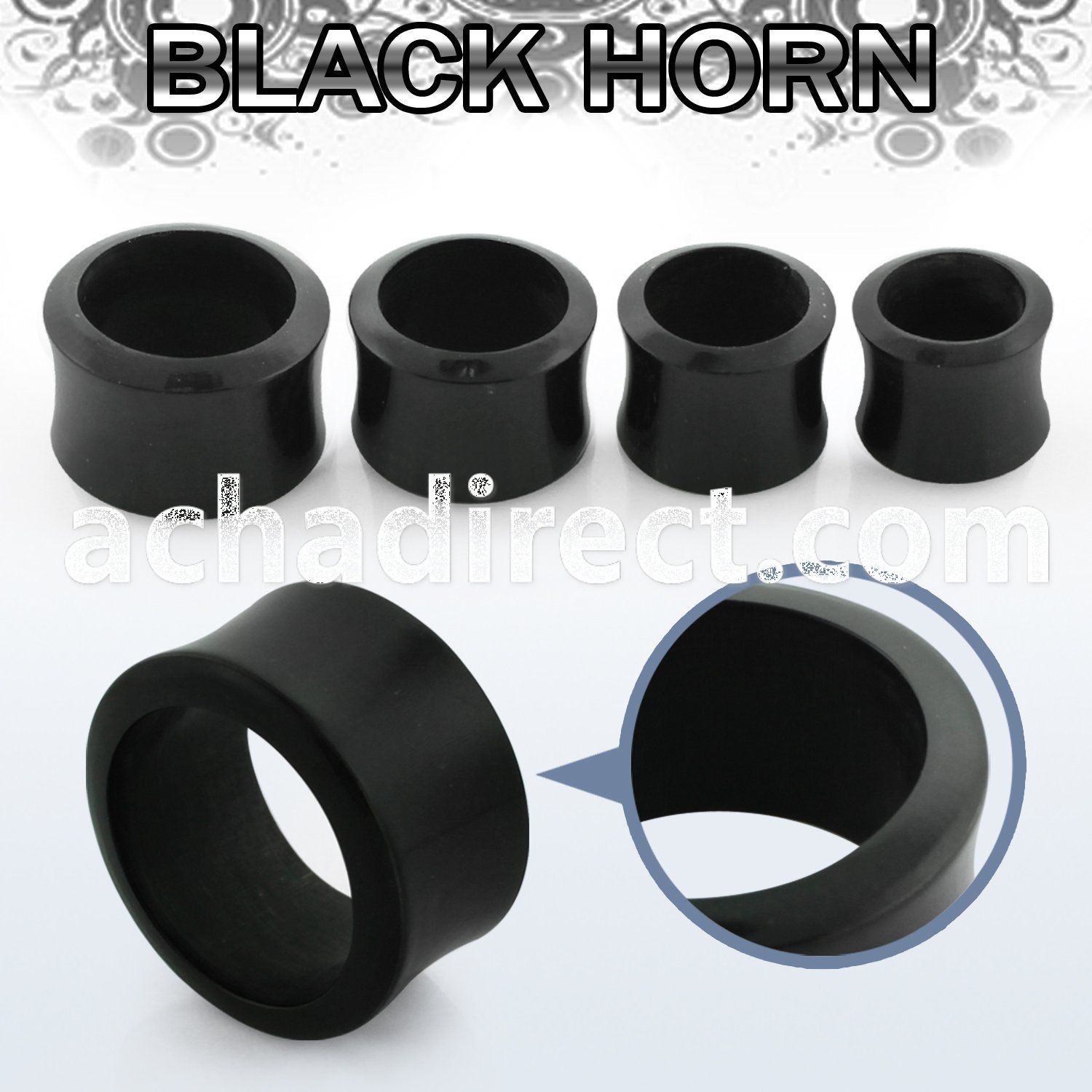 dphk black horn double flared flesh tunnel size 3mm 25mm