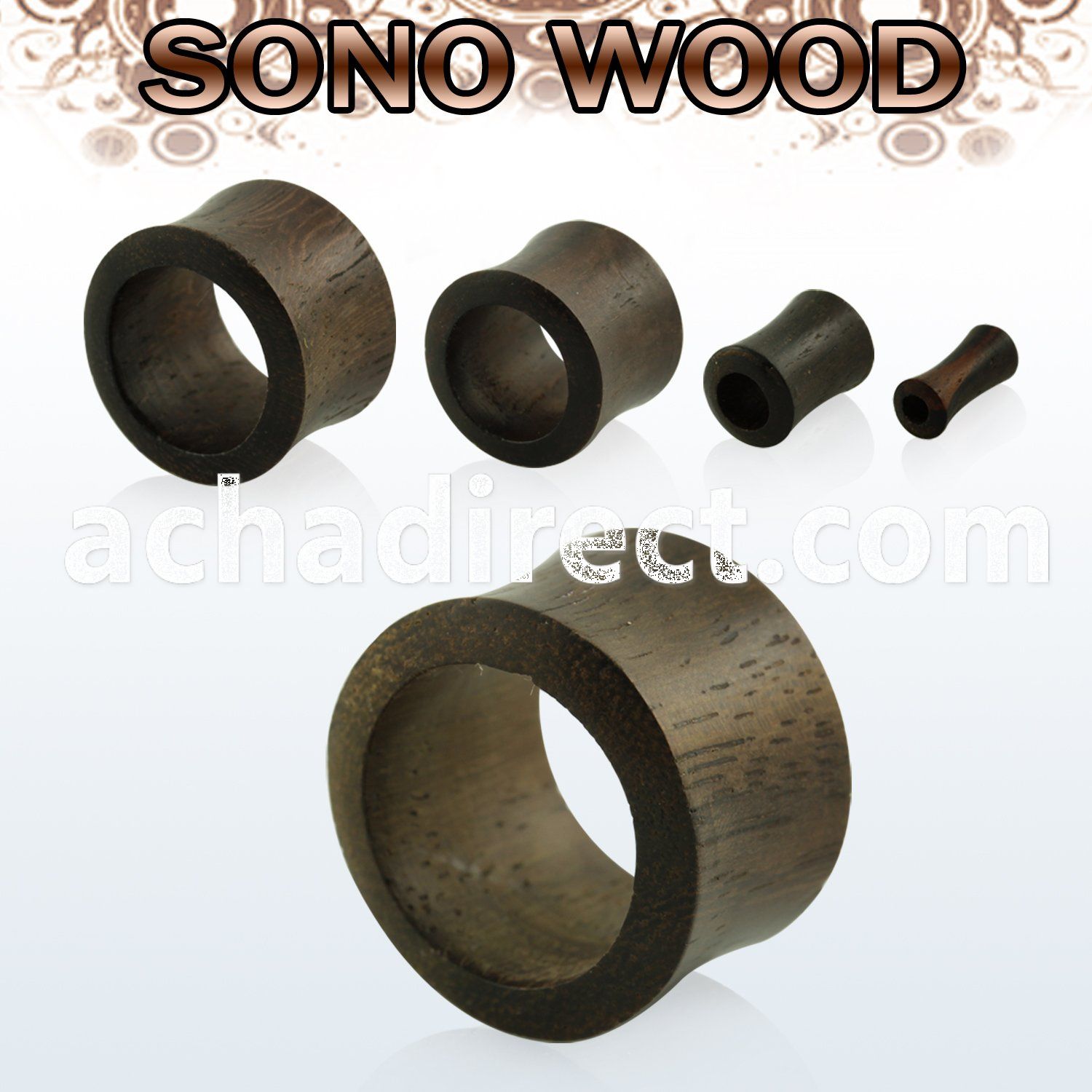 dpwn sono wood double flared flesh tunnel size 3mm to 25mm