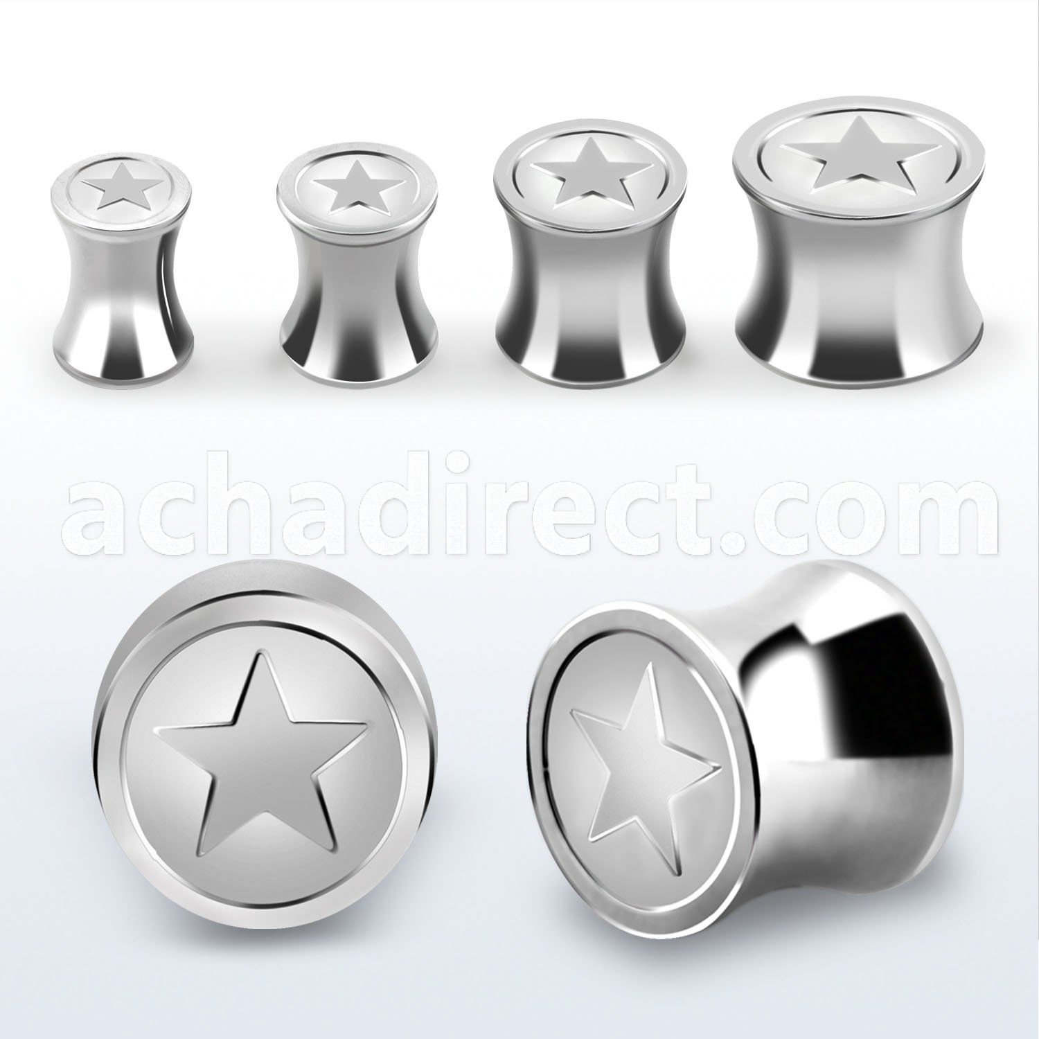 dsepg solid 316l steel double flare plug w star logo