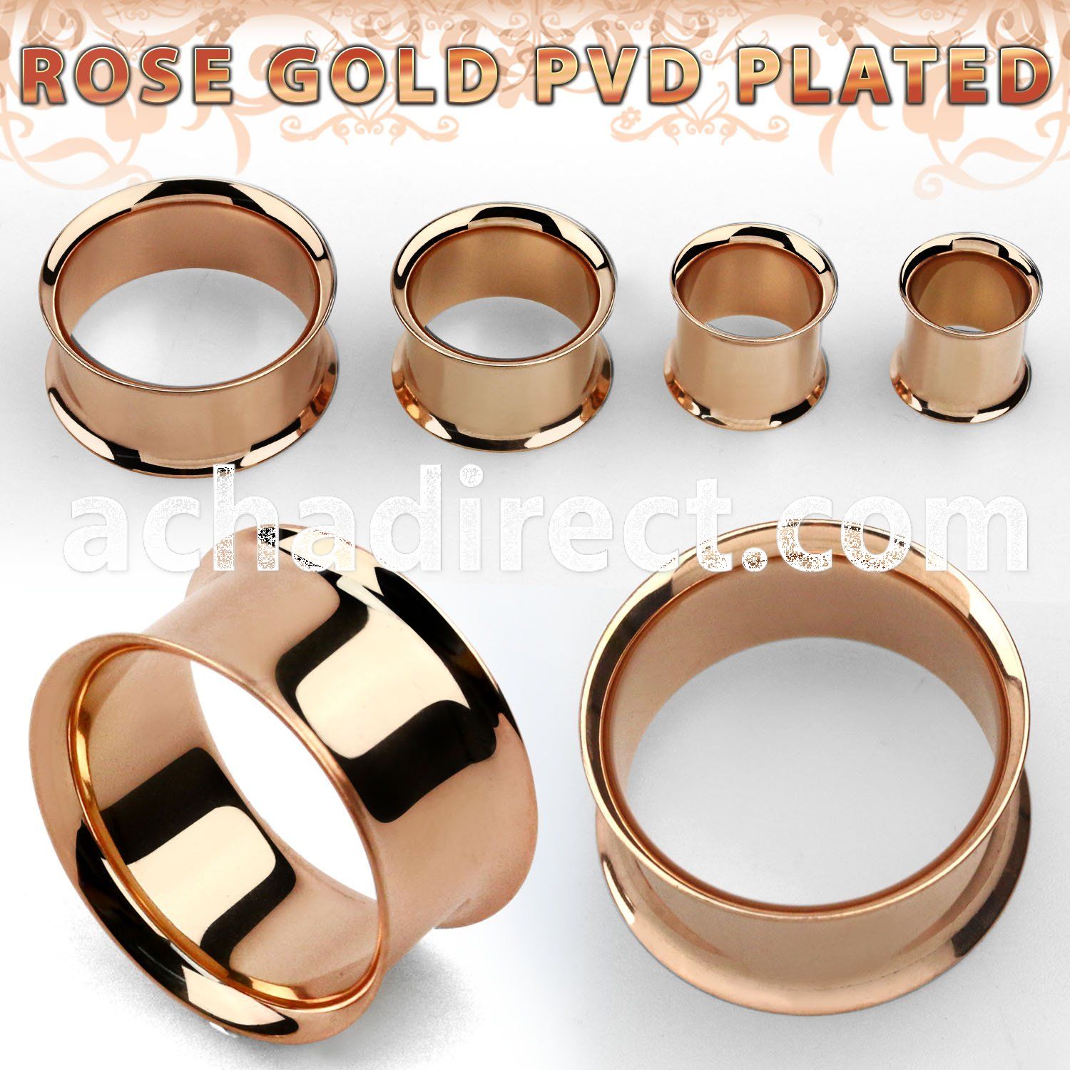 dttpg rose gold pvd plated steel double flared flesh tunnel