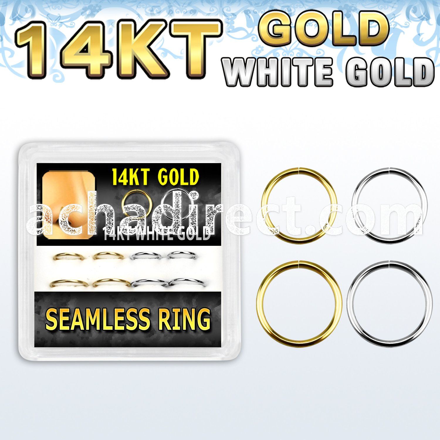 dwgsel1 box of 14kt gold seamless ring with gold white gold
