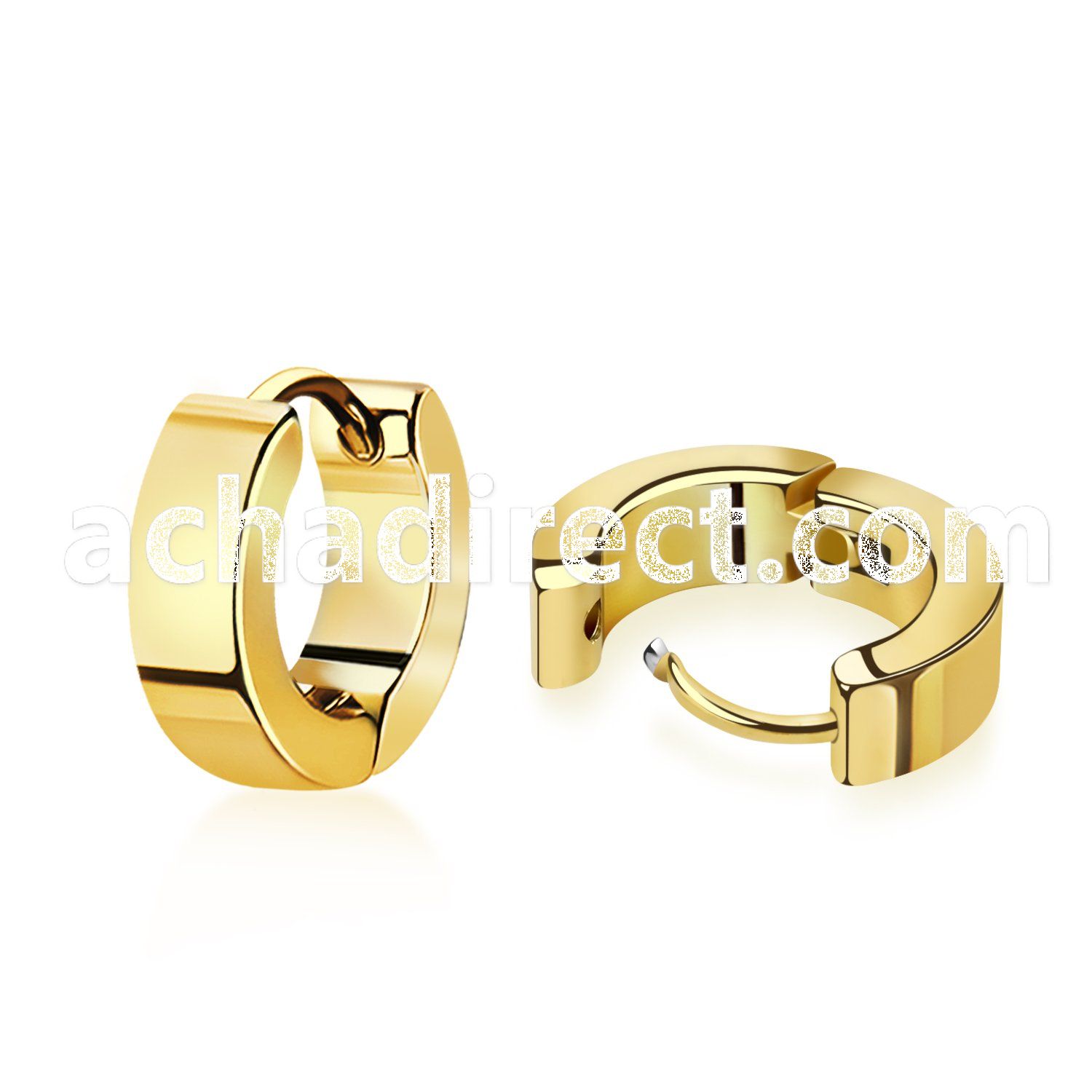 er134g pair of gold pvd stainless steel huggies earring