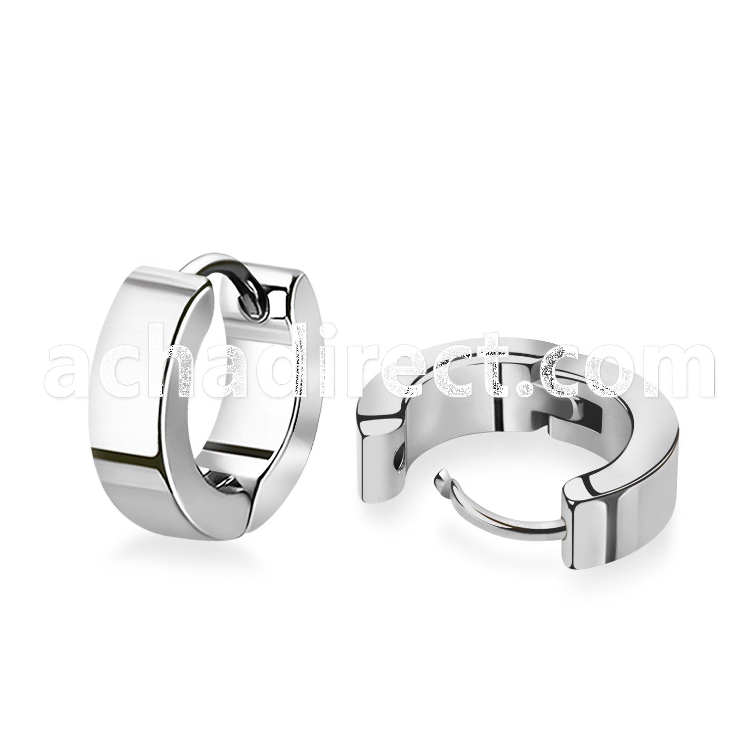 er134h pair of high polished stainless steel huggies