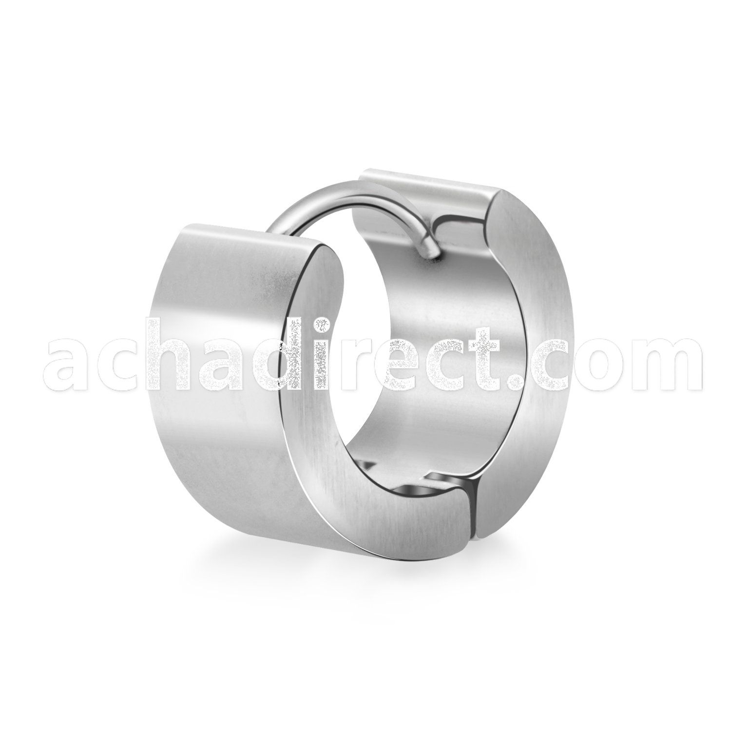 er138 pair of stainless steel wide huggies w matt polish