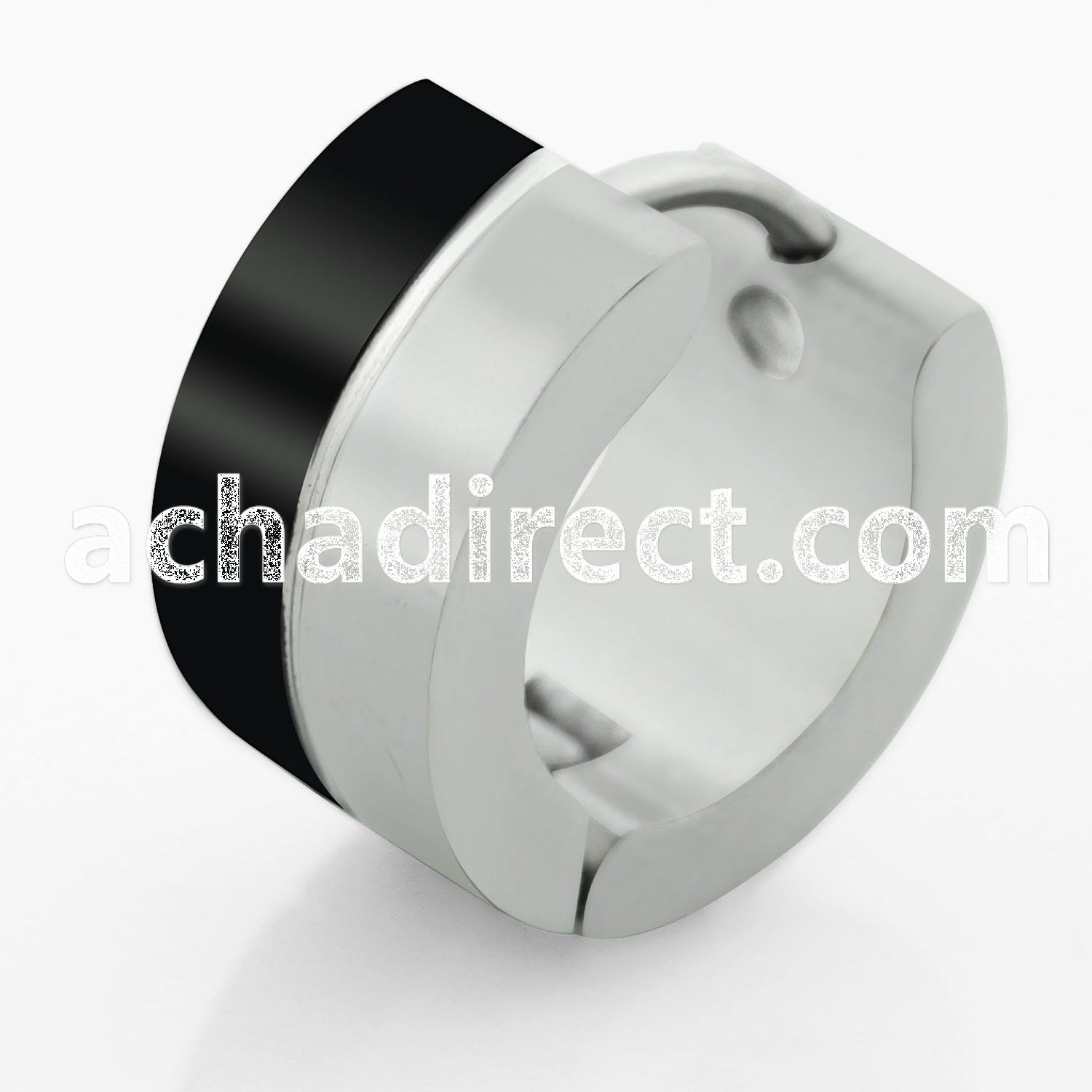 er217 pair of steel huggies half black and half high poished