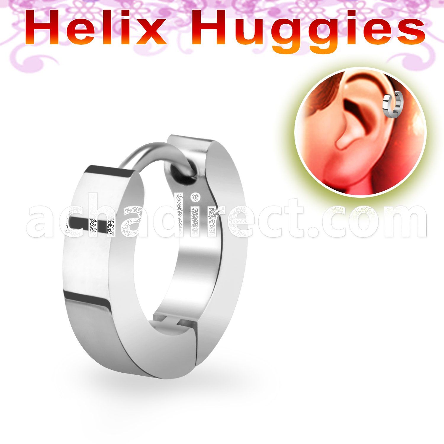 er248h tiny high polished 316l steel helix huggie