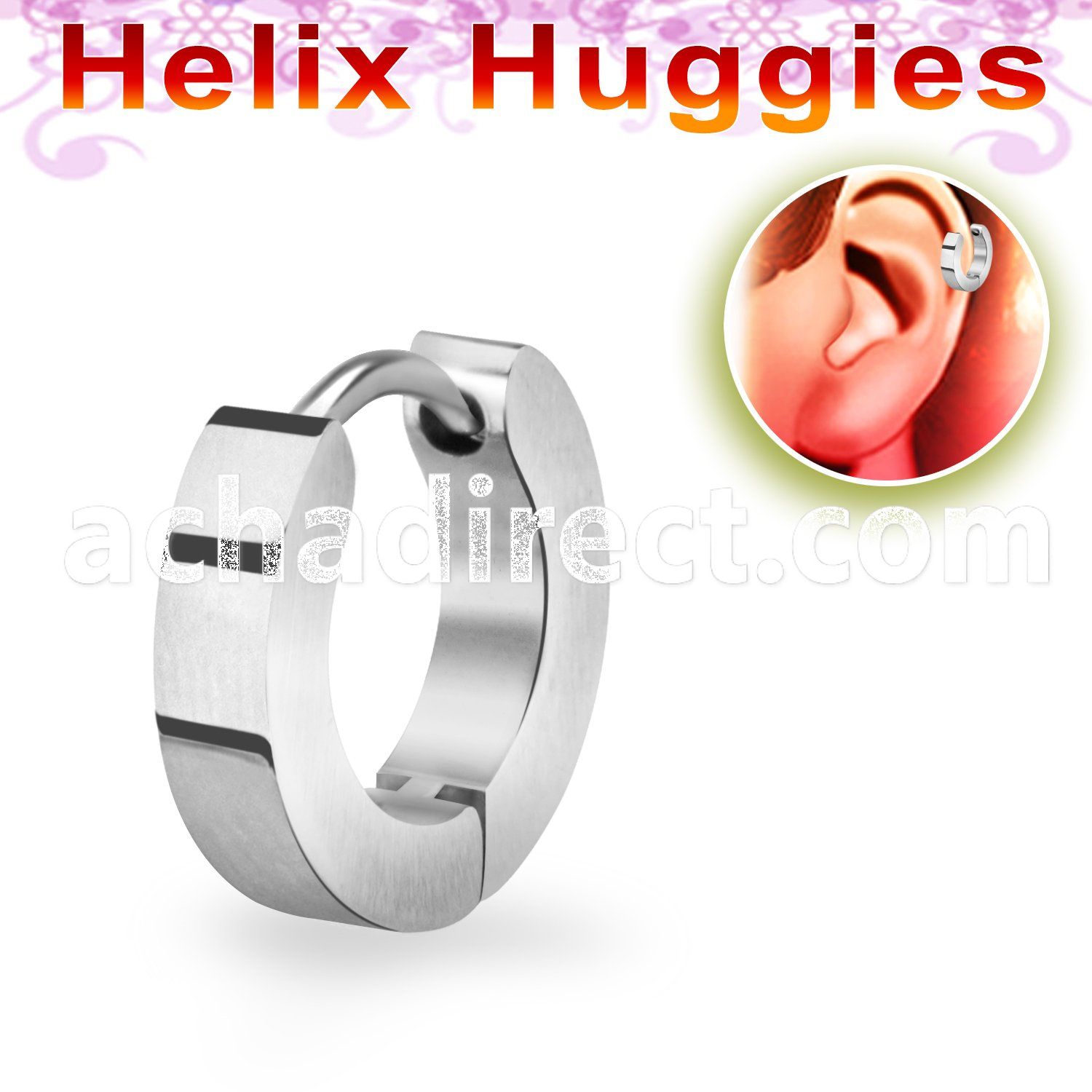 er248m tiny matt polished 316l steel helix huggie