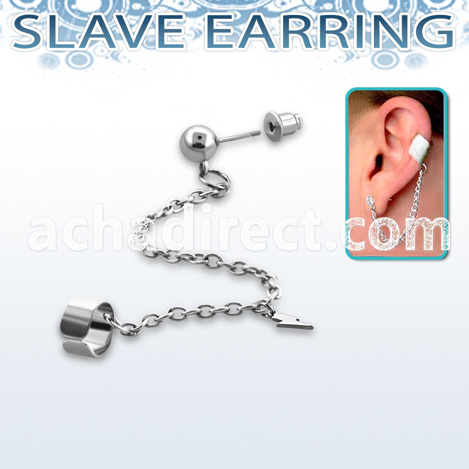 erbdlit stainless steel fake slave helix clip w lightning symbol