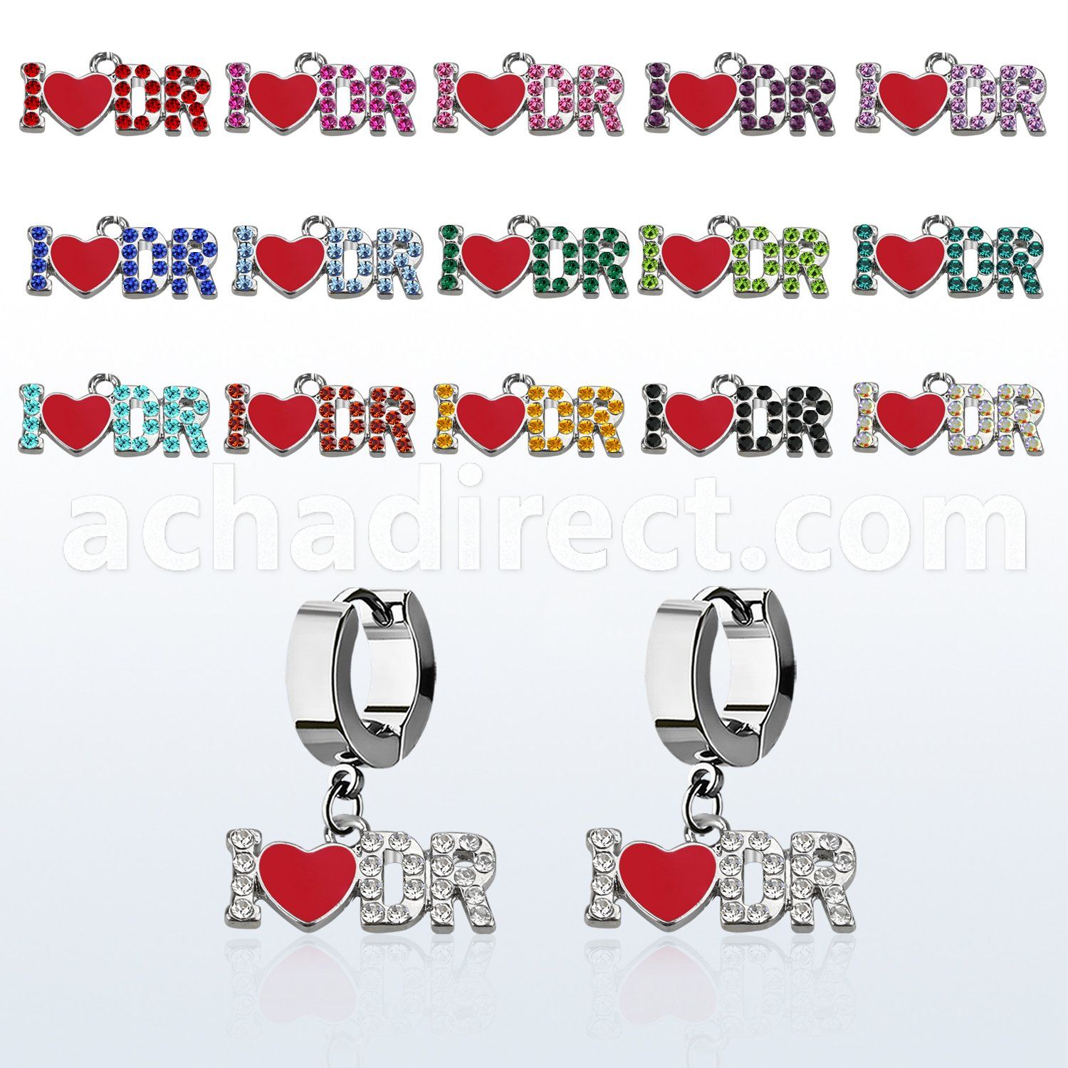 erh667 steel huggies earrings w i love dr dangling