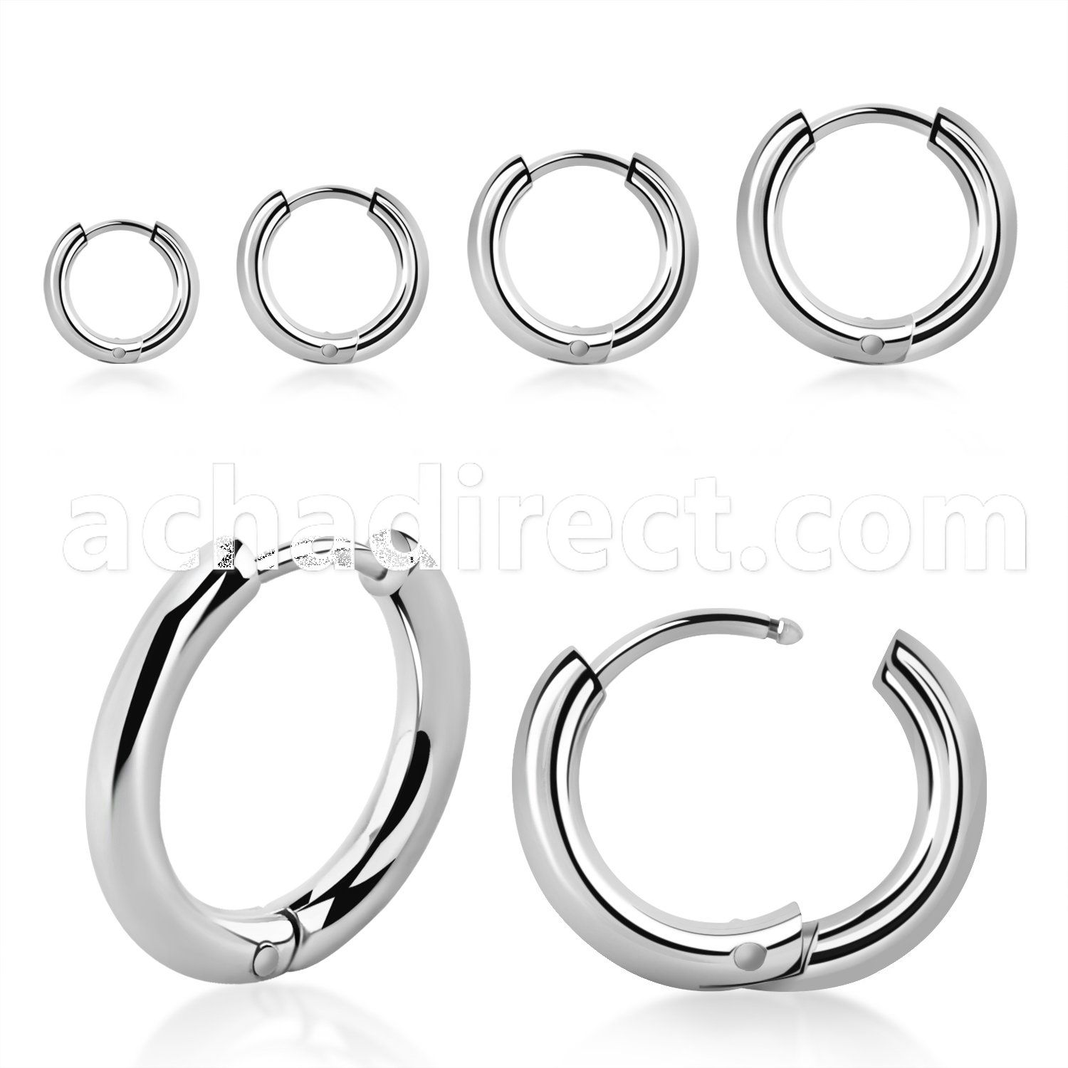 erhop pair of stainless steel hinged hoop huggies