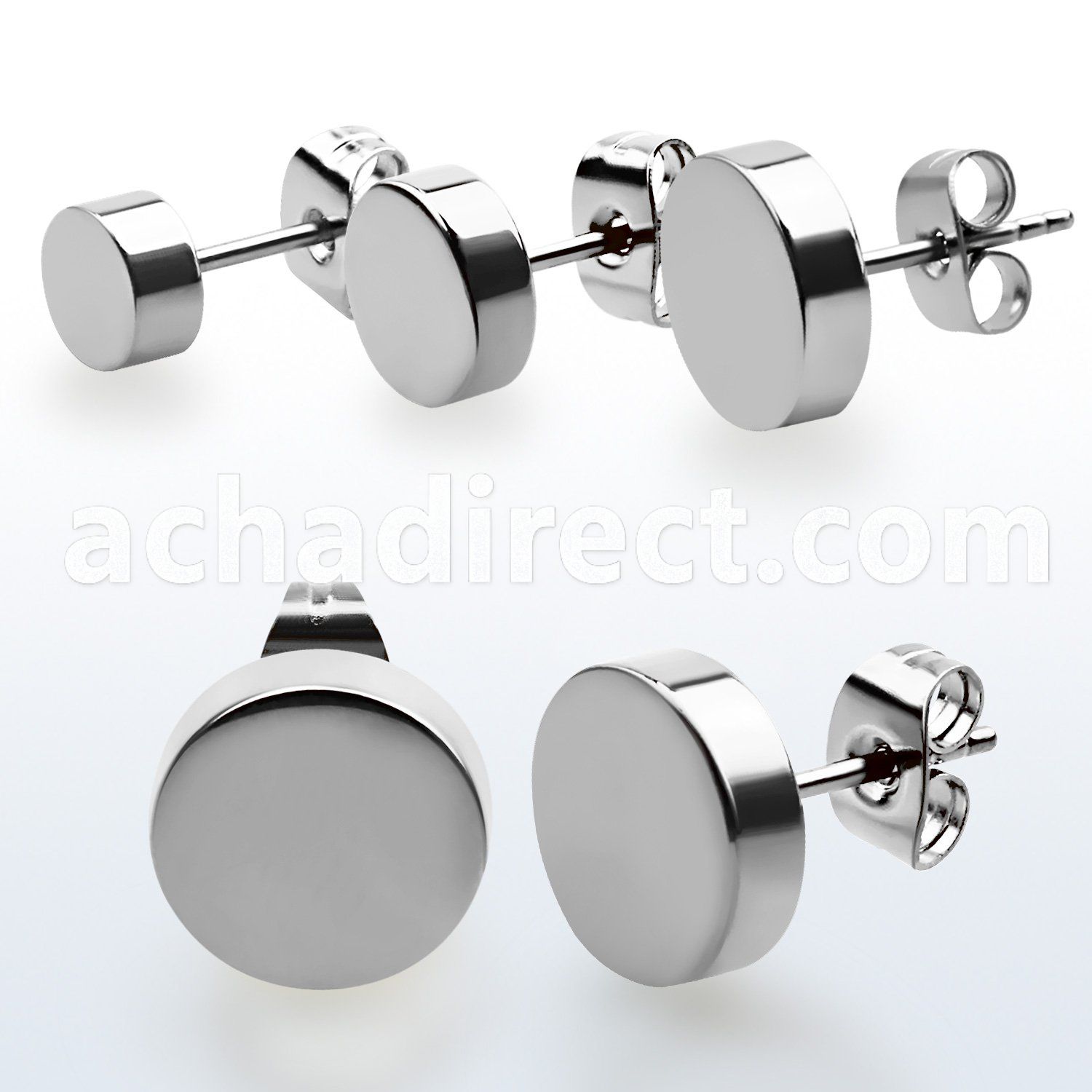errd pair of high polished surgical steel fake plug ear stud