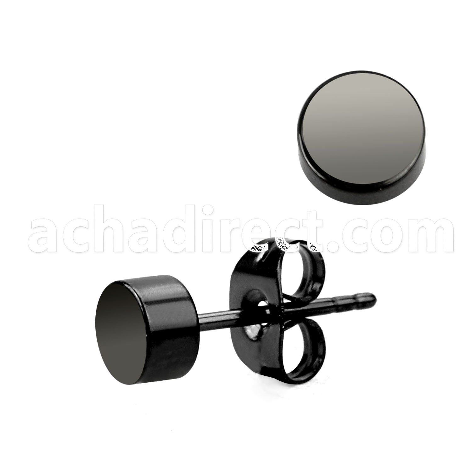 ertrd5 pvd plated 316 steel earring w 5mm plain disk shaped top