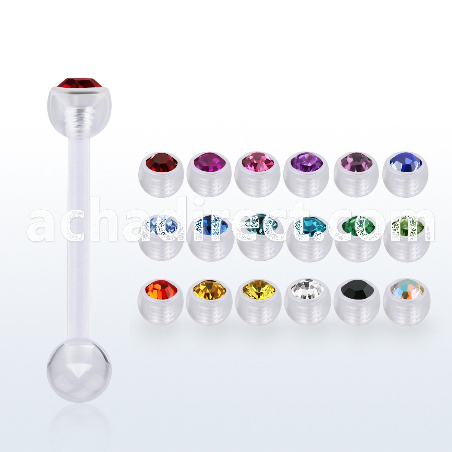 fbbajb5 bioflex tongue barbell w 5mm top jewel ball