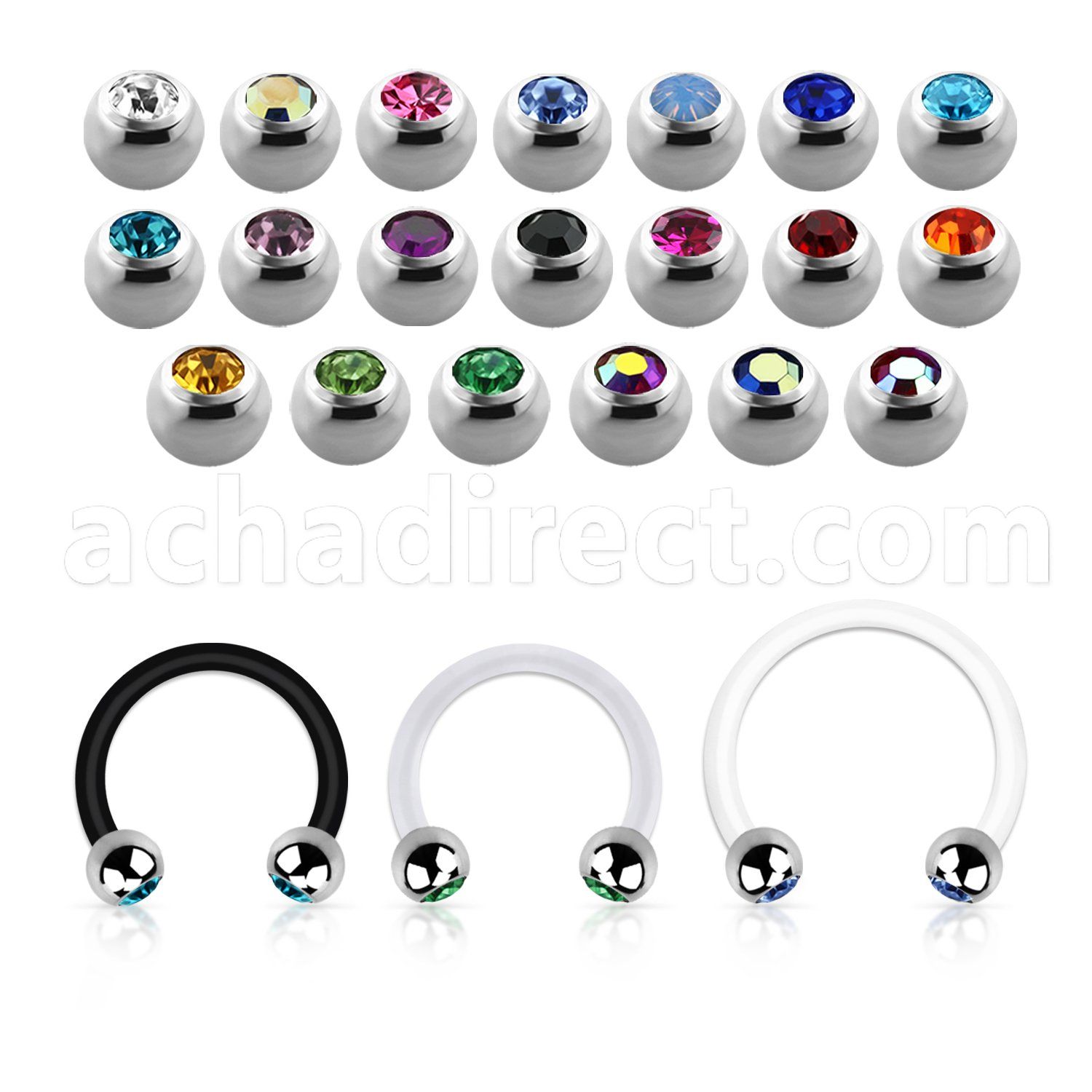 fcbejb3 bioflex circular barbell w 3mm bezel set jewel ball