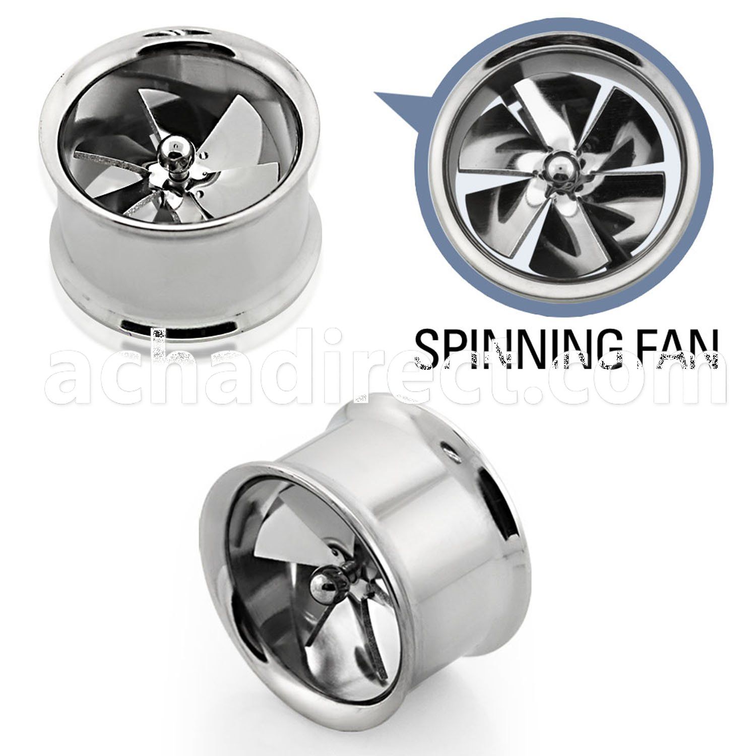 ffan 316l steel double flared flesh tunnel with fan blade
