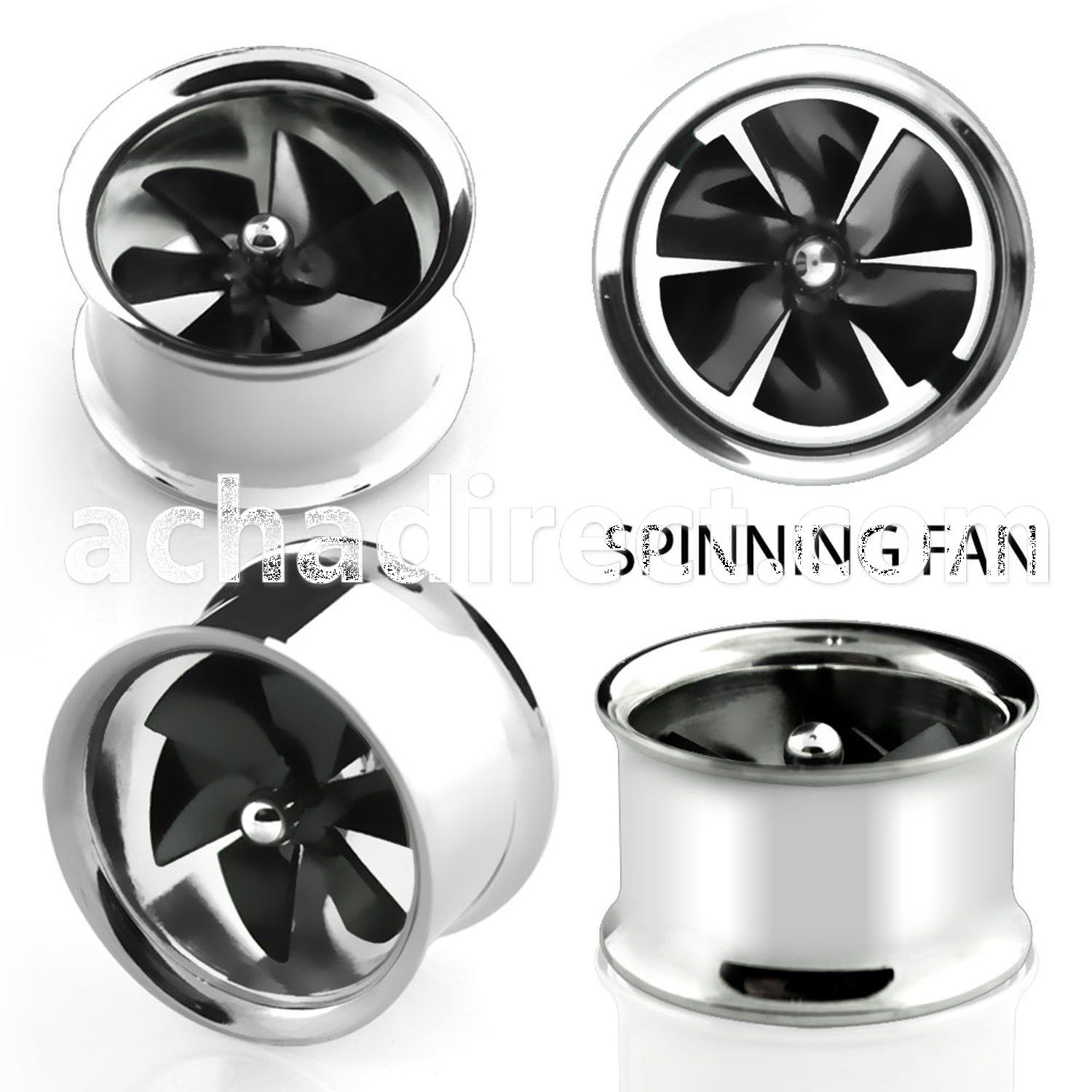 ffat 316l steel double flared flesh tunnel w anodized fan