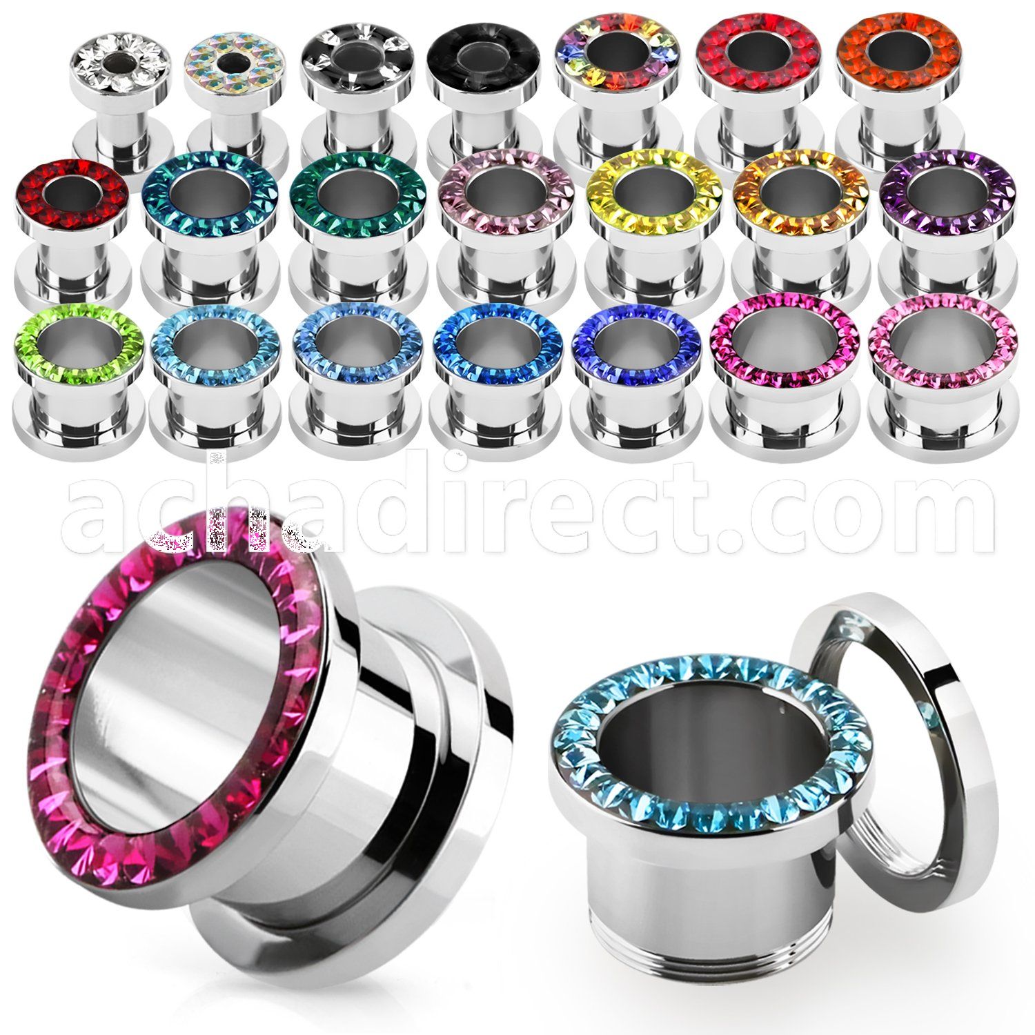 fscpcr 316l steel screw fit tunnel w crystal rim w resin cover