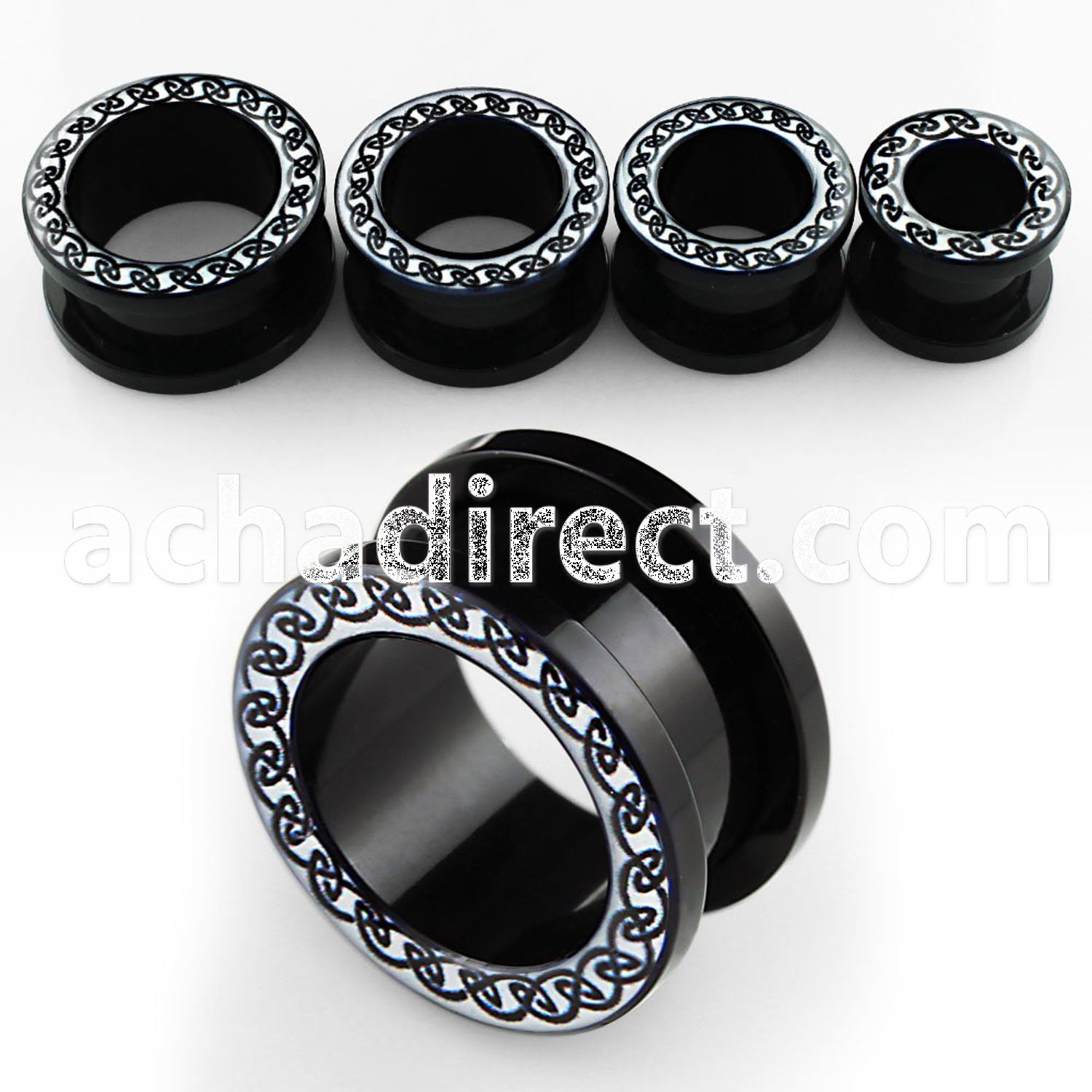 ftaf black acrylic screw fit tunnel with celtic circle logo