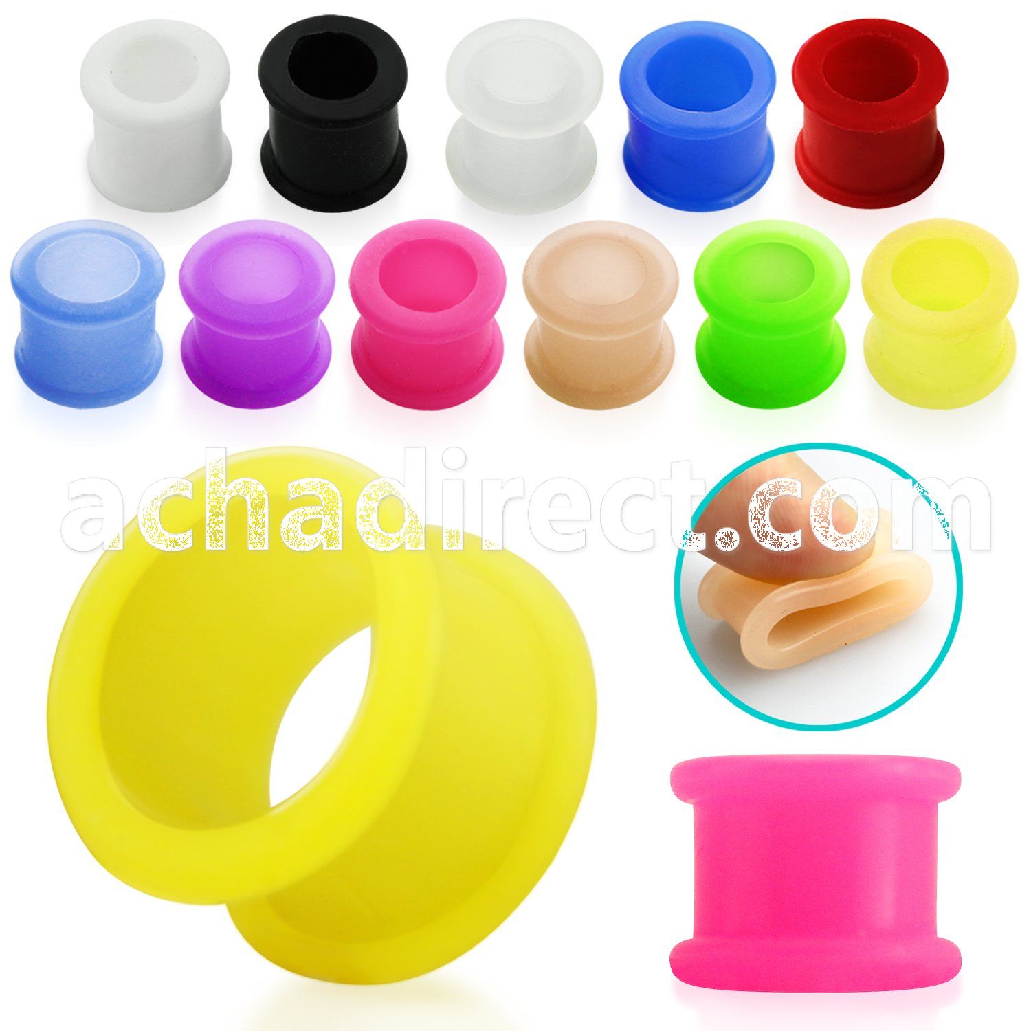 ftsi silicone double flared flesh tunnel size 4 25mm