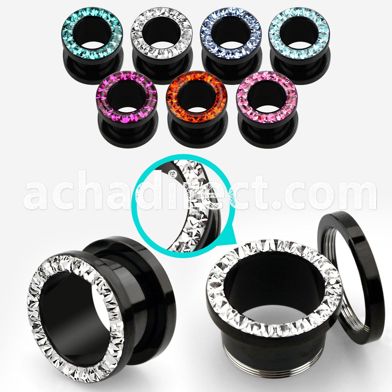 ftspfr black pvd 316l steel screw fit tunnel with ferido rim