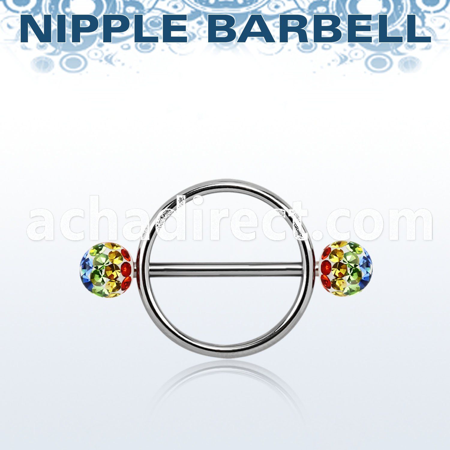 gfrnpe5 316l steel nipple shield w 2 5mm multi crystal balls