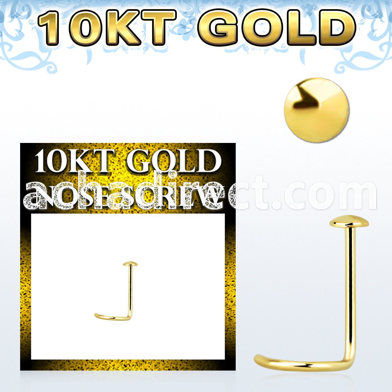 gisrd 10kt gold nose screw with 2mm plain gold round top
